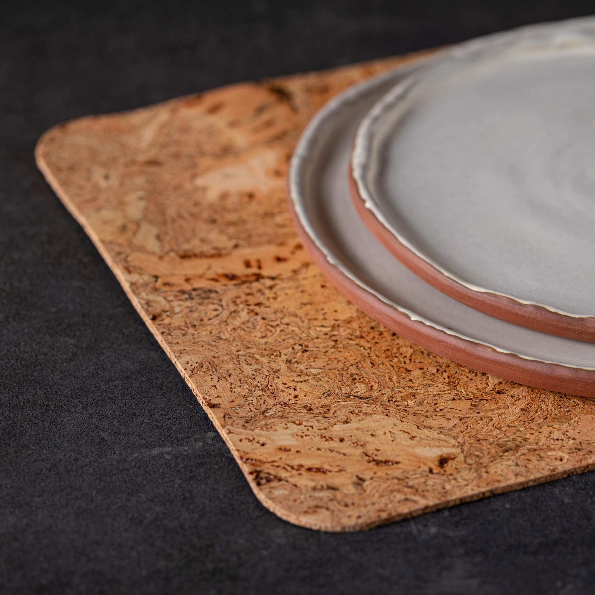 Casafina 15.75'' X 11.75'' Set Of 4 Rectangular Placemats - Cork Collection, Iceberg Natural | Heat Safe Tableware | Natural Por