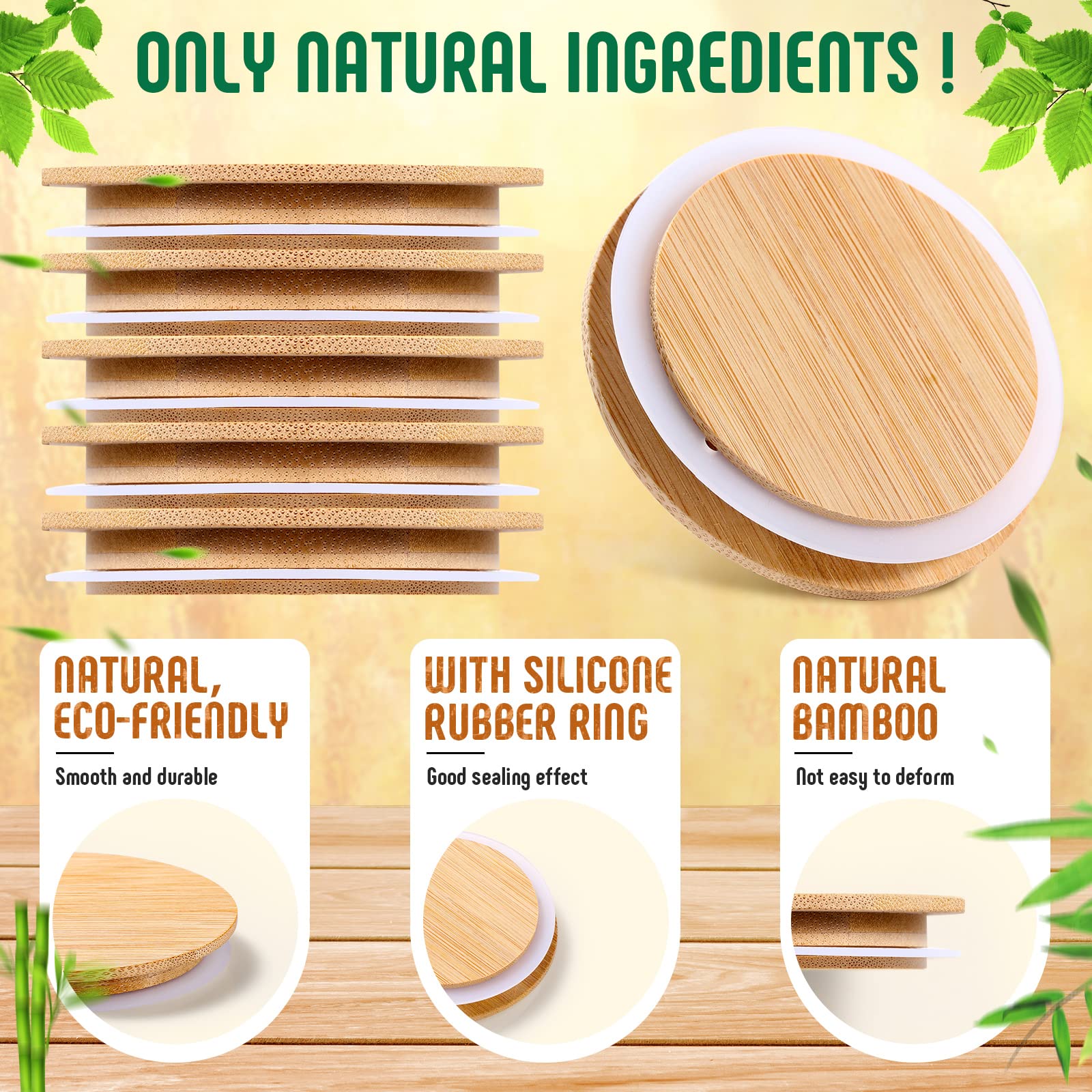 40 Pcs Yogurt Jar Lids Yogurt Bamboo Jar Lids Set Compatible With Oui Yogurt Jars, Reusable Wooden Lids Bulk Round Canning Lids
