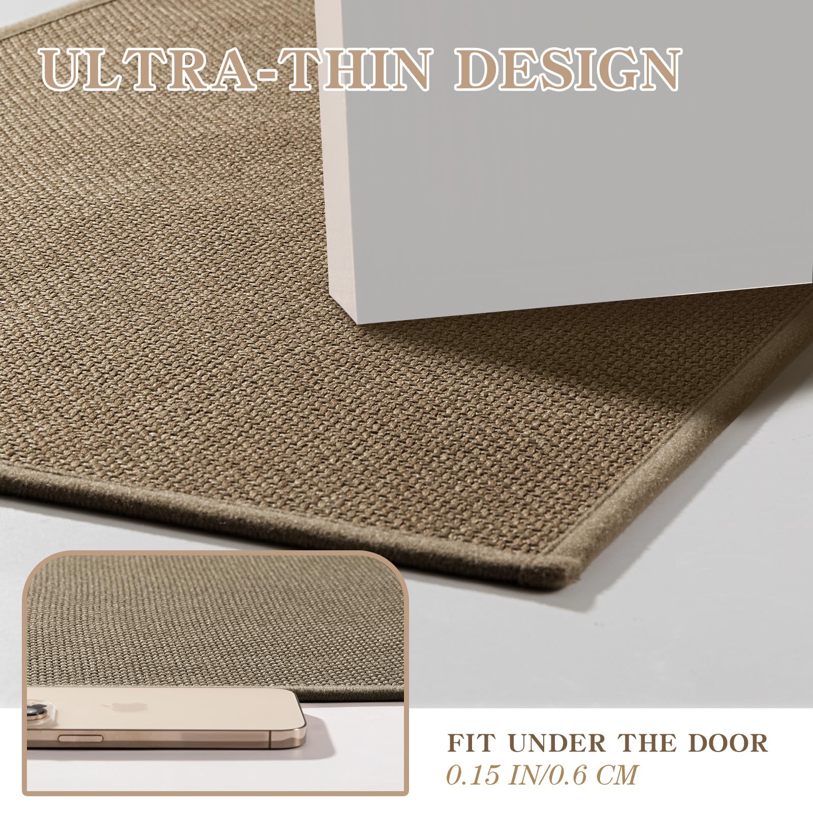 Chakme Bathroom Rugs Mat 32X17, Ultra Thin Non Slip Bath Mat Quick Dry Absorbent Bath Mat For Bathroom Floor, (Dark Beige, 32''X