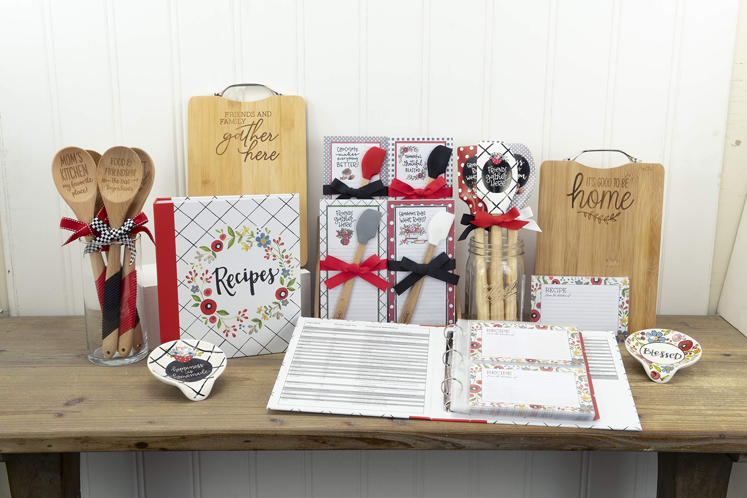 Brownlow Gifts Shannon Roads Gifts Classic Binder With Plastic Page Protectors And Recipe Cards, 8 X 9-Inches, Happy Kitchen