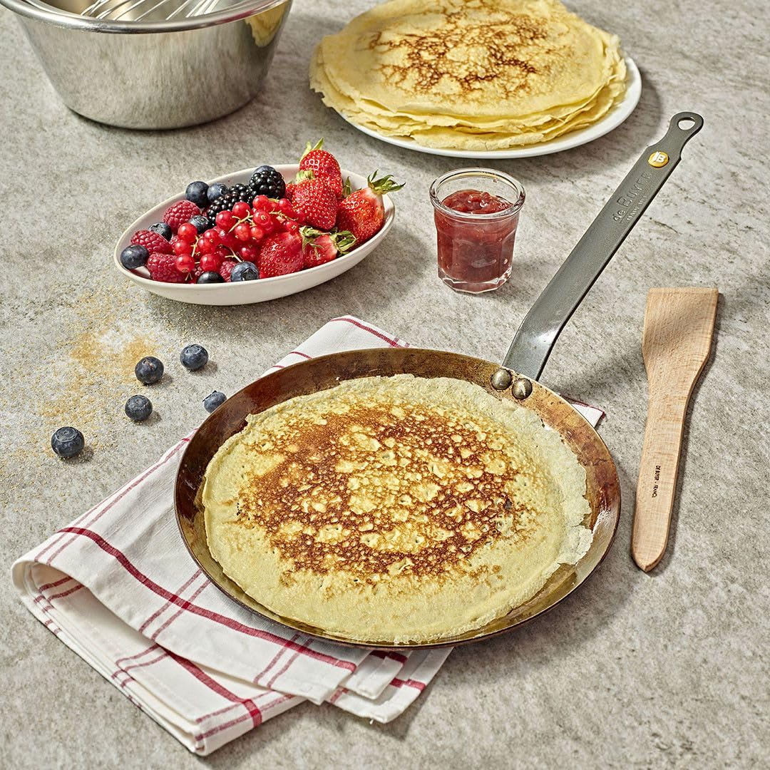 De Buyer Mineral B Carbon Steel Crepe & Tortilla Pan - 12    - Ideal For Making & Reheating Crepes, Tortillas & Pancakes - Natur
