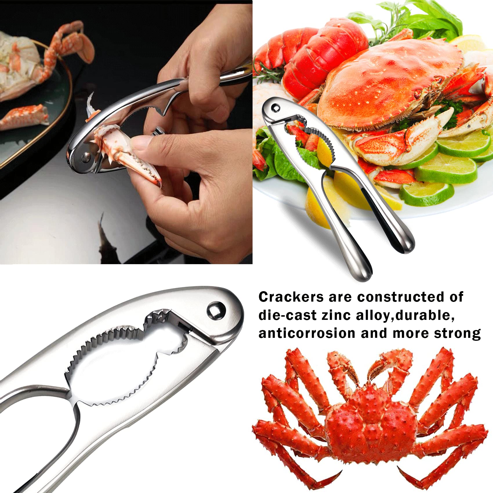 Qidol Stainless Steel Nuts Cracker Seafood Nutcracker Tool, Walnut Pecan Shellfish Crab Claw Leg Lobster Shell Opener Scooping P