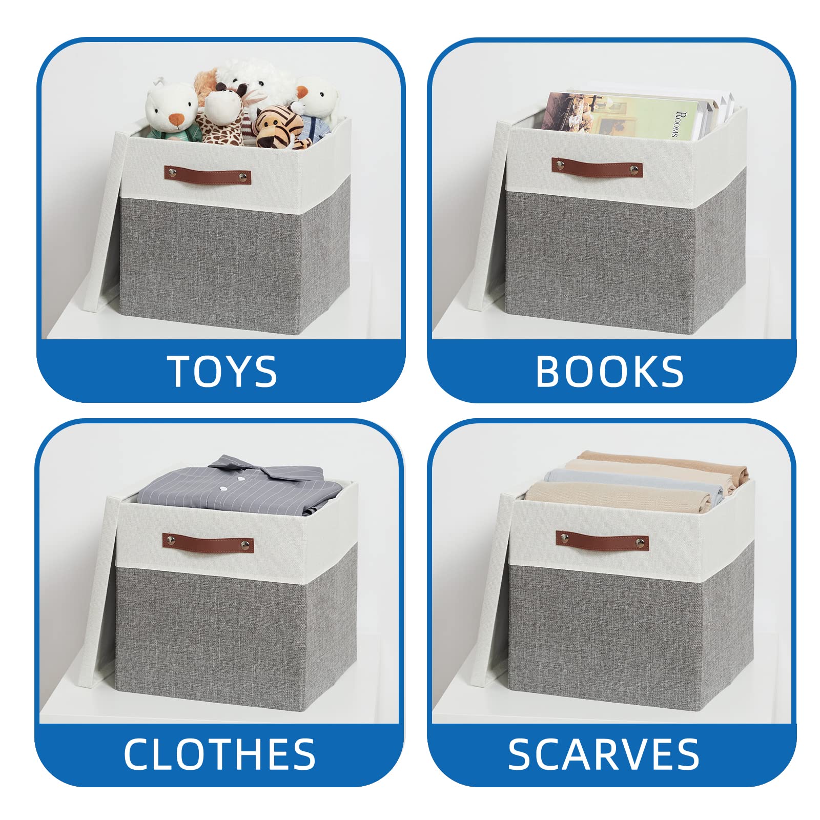 Temary Cube Storage Bins With Lids For Organizing Clothes, [2-Pack] Foldable Storage Boxes With Handles, Closet Storage Baskets