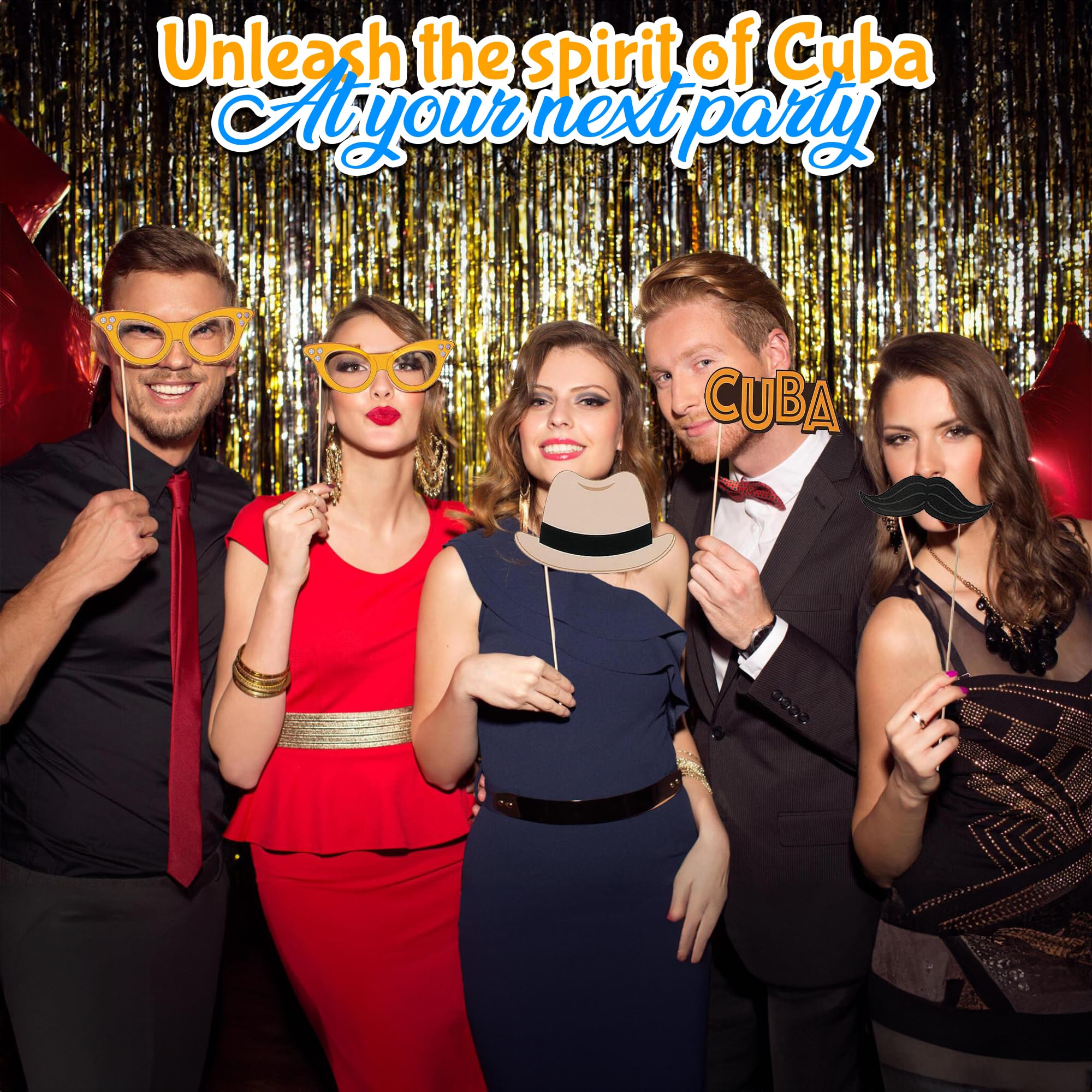 Havana Cuban Theme Party Photo Booth Props (Set Of 12) Havana Nights Party Supplies