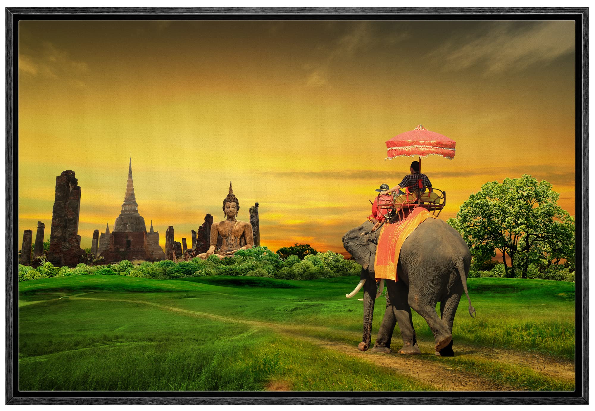 Wall26 - Framed Canvas Prints Wall Art - Sunset Thai Countryside Thailand | Modern Wall Decor/Home Decoration Stretched Gallery