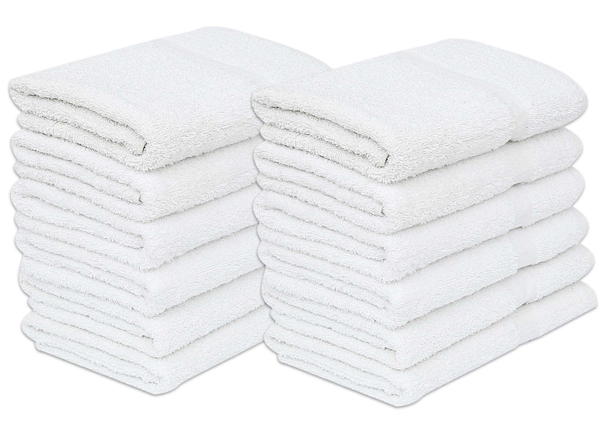 Gold Textiles 48 White Economy Bath Towels Bulk (24X48 Inch) Cotton Blend For Softness-Commercial Grade Easy Care