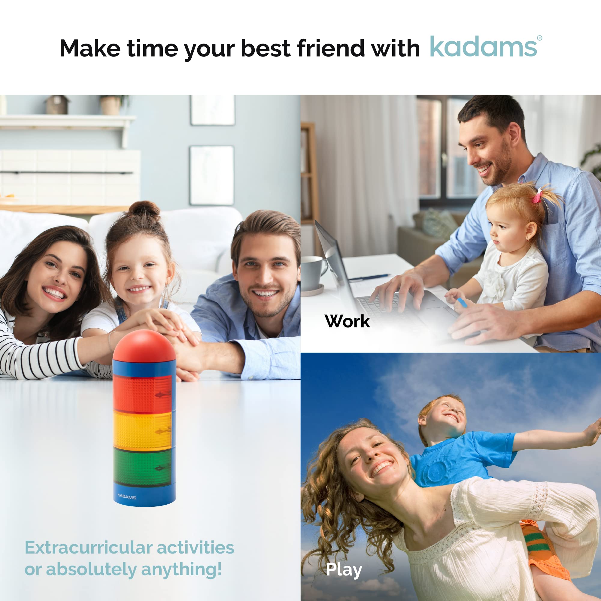 Kadams Visual Timer For Kids With Audio Pre-Alarm Traffic Light Visual Audio Timer For Kids Toddler Teachers Classroom Home Kind