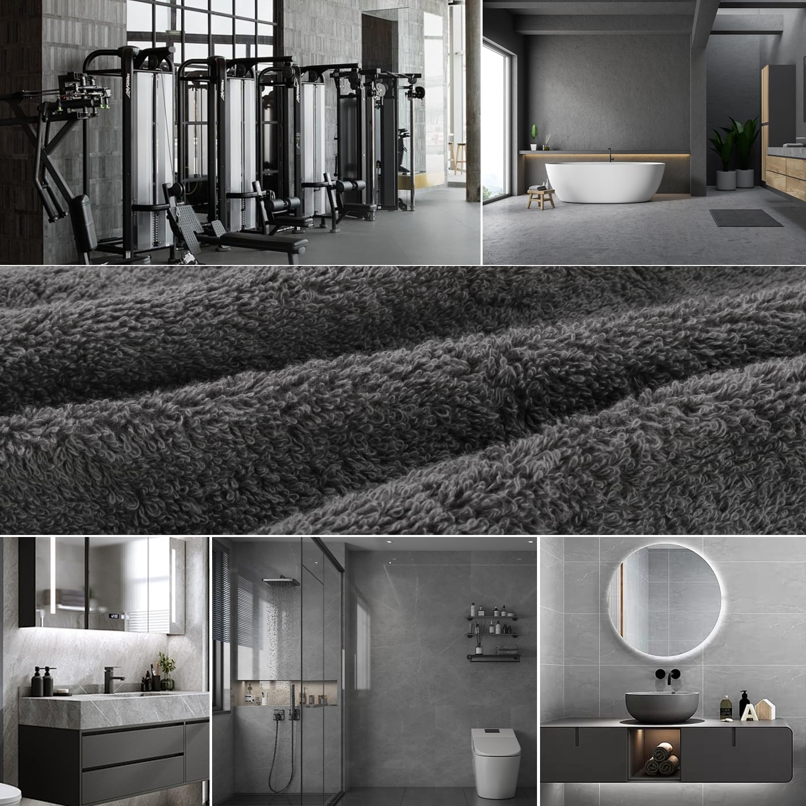 SEMAXE Grey Bathroom Towels Set  2 Bath Towels  2 Hand Towels  4 Washcloths  100% Cotton Towel for Bathroom  Soft Fluffy and Absorbent Towel  8 Piece Towel Set