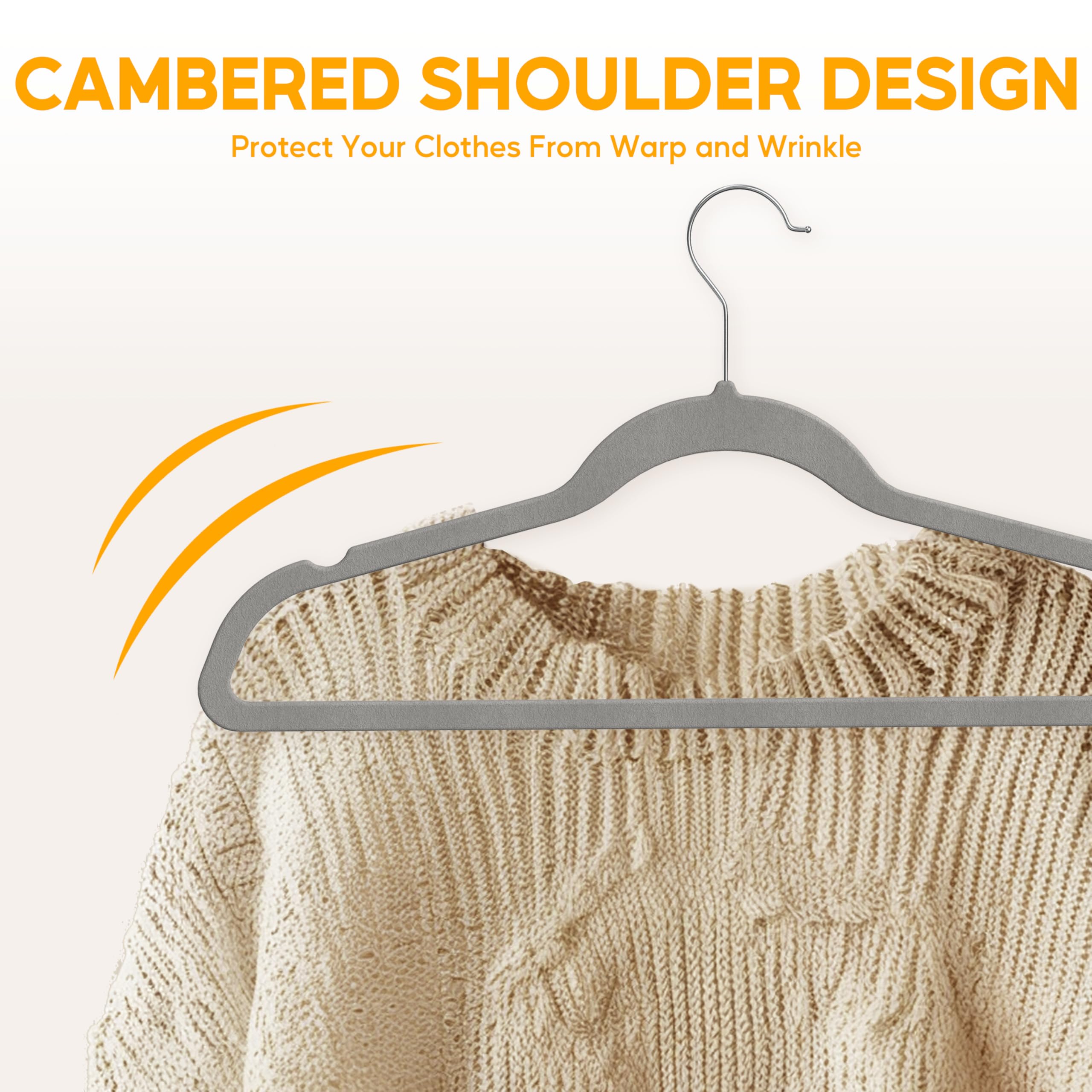 Healsmart 30 Pack Heavy Duty Velvet Hangers, Non-Slip Flocked Felt Hangers With Shoulder Notches, Hangers For Coats, Pants And D