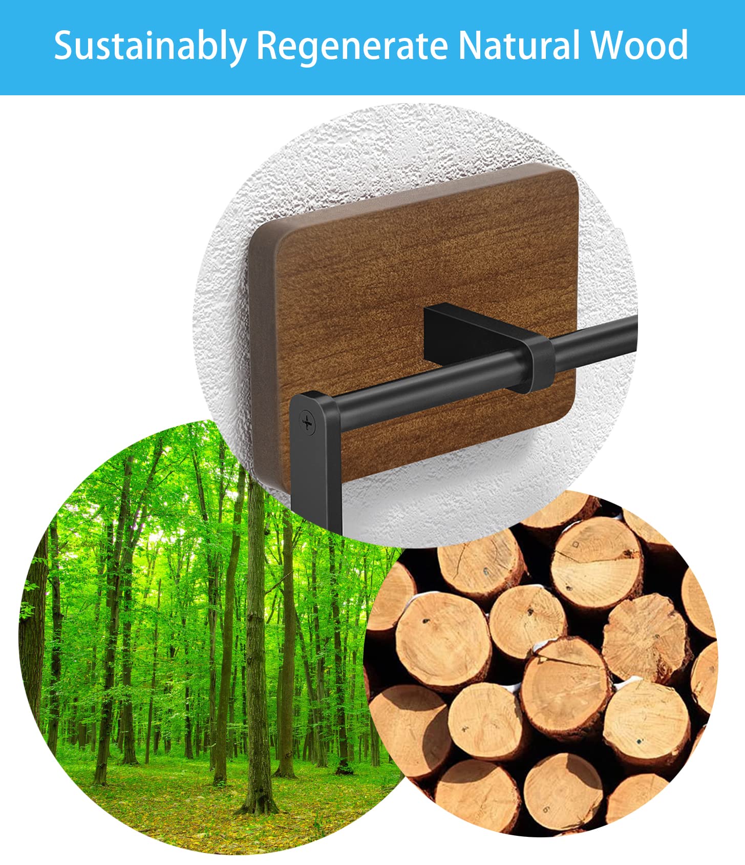 Doku 2Pack Square Towel Ring, Hand Towel Holder For Bathroom, Towel Rack Hanger For Kitchen Wall Mount Heavy Duty Storage, Black