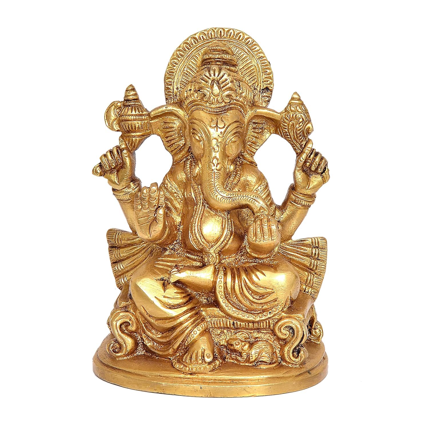 Tapas Homes Brass Ganesha Idol Mangalkari Sitting Ganesh Bhagwan Statue God Ganpati Murti For Home Entrance Pooja Dcor Good Luck