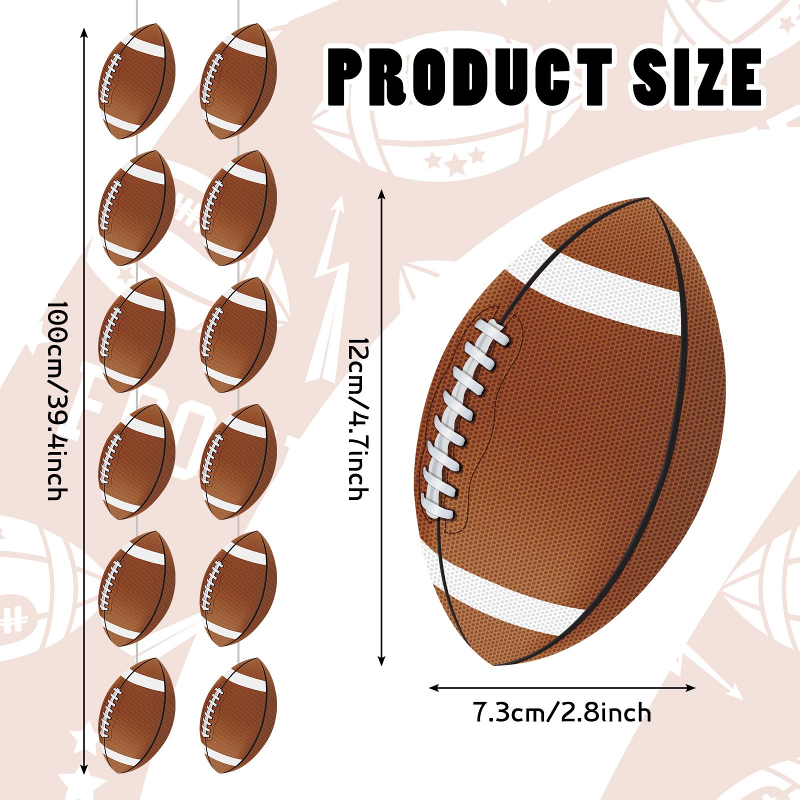 VitalCozy 24 Packs Football Party Decorations Football Banner Paper Garlands Rugby Ball Hanging Garland Banners Fall Paper Cutou