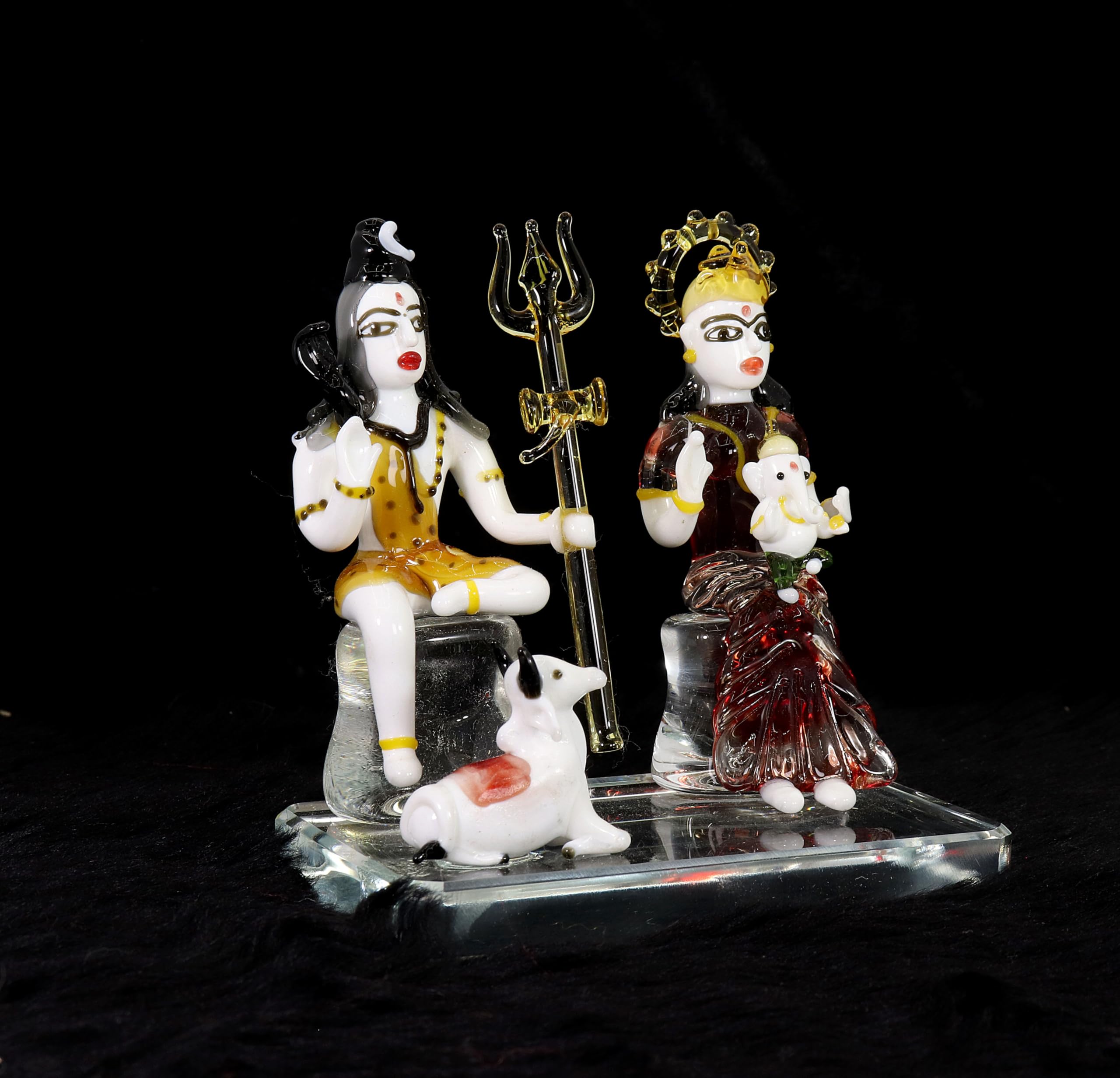 Nmii Glass Idol Lord Shiv Parivar Murti Shiv Ji For Home Pooja Room Office Living Room | Lord Shiv Ganesh Ji Parvati Mata Nandi