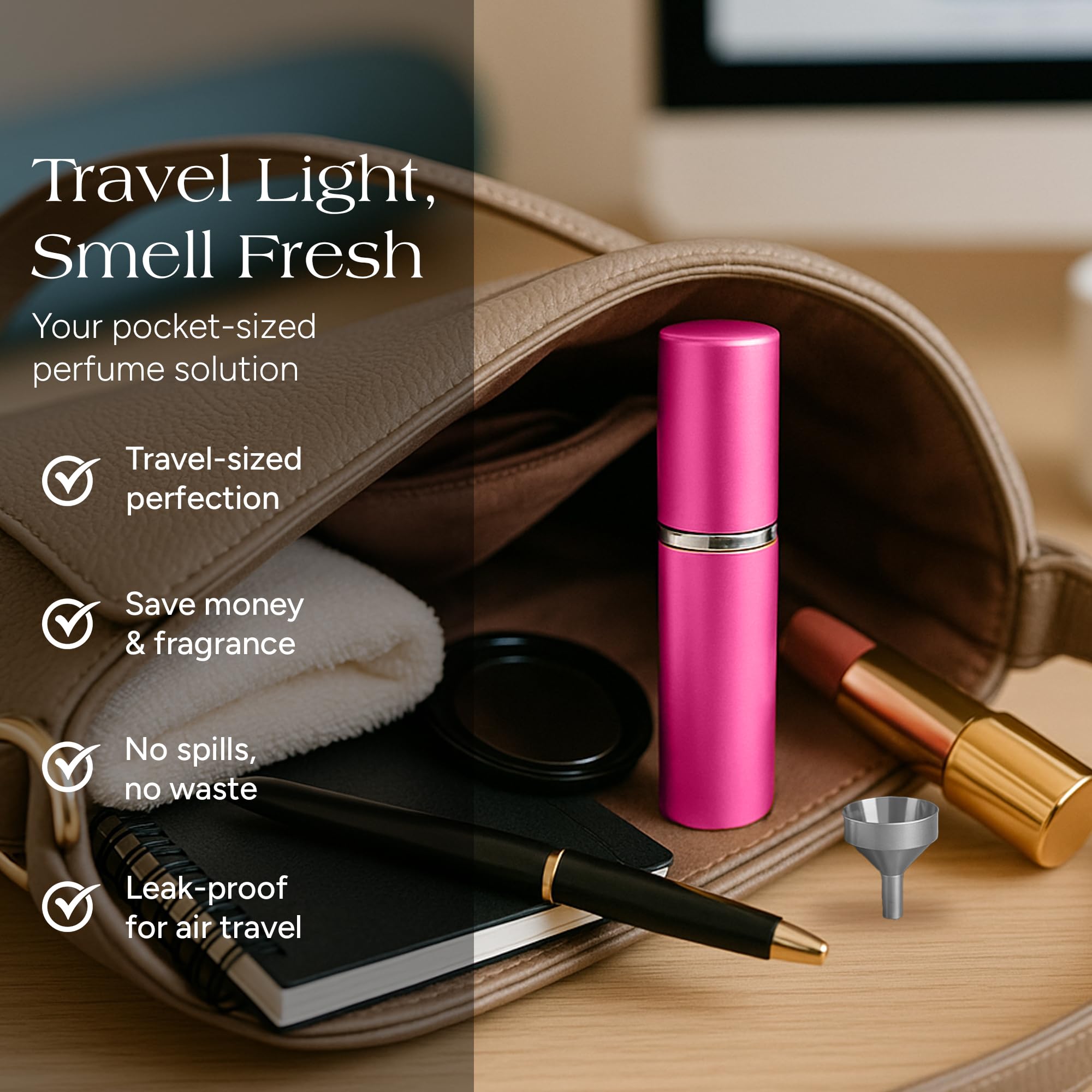Youzey Perfume Atomizers With 6 Funnels - Travel-Size And Leak-Proof Refillable Atomizer Sprayer For Perfume And Cologne - Safe