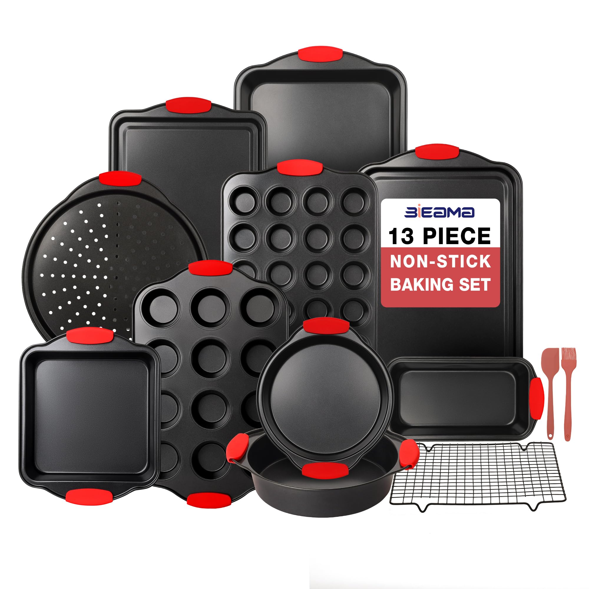 BIEAMA 13Piece Baking Pans Sets, Nonstick Bakeware Sets
