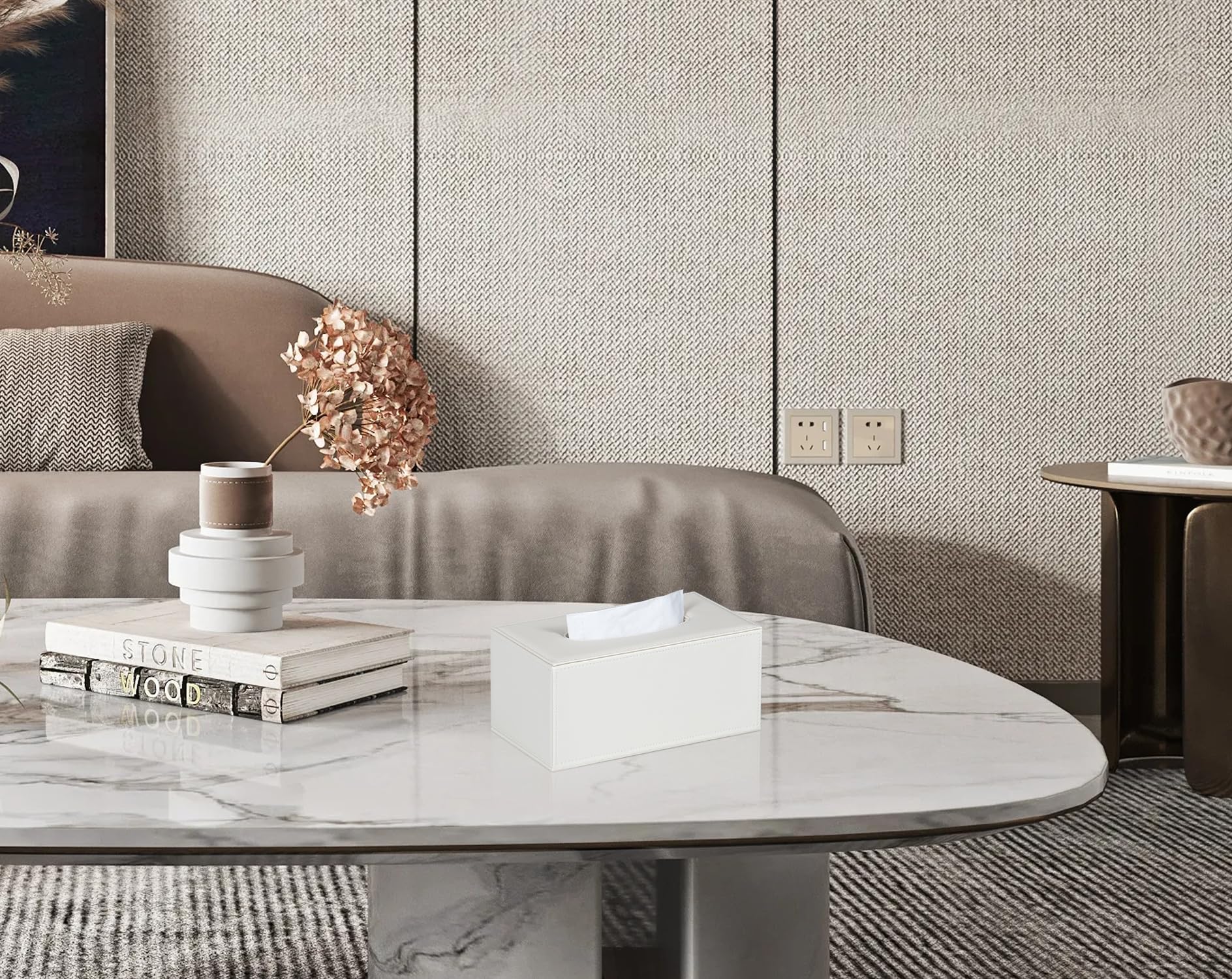 Colylan Tissue Box Cover Rectangular Tissue Box Holder For Bathroom (White)