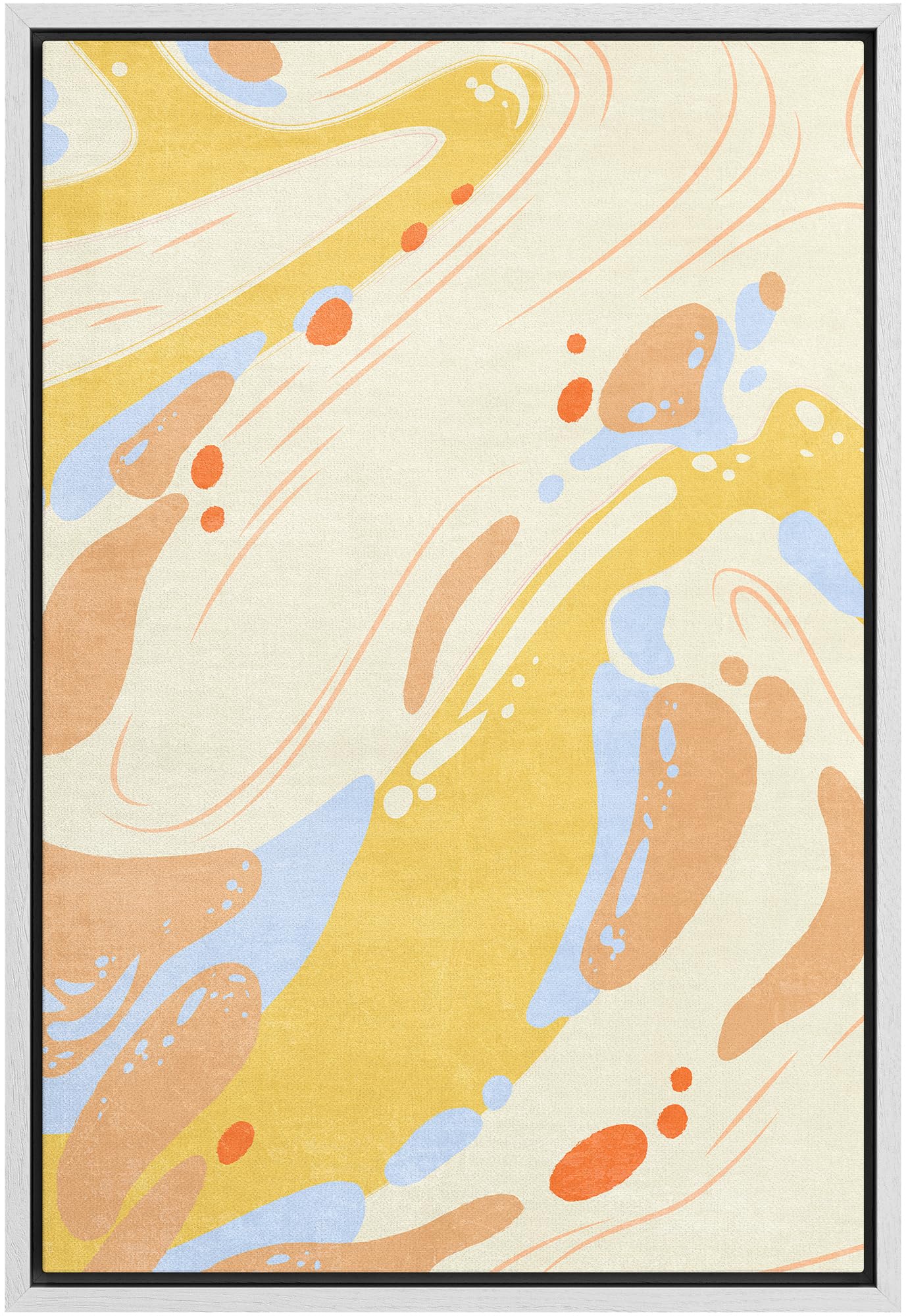 Signford Framed Canvas Print Wall Art Vintage 2000S 90S 80S Swirl Abstract Geometric Illustration Minimalism Decorative Colorful