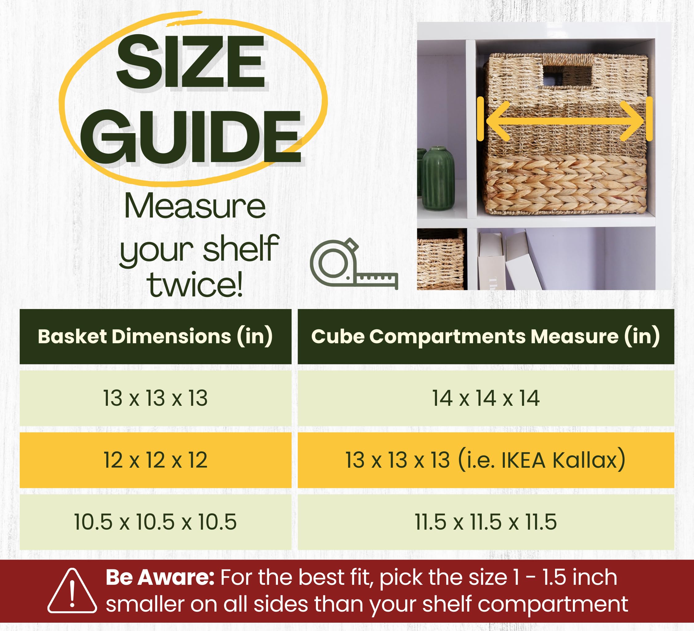 Chi An Home Wicker Storage Cubes 12X12, Set Of 4 Heavy Duty Hyacinth Baskets For Shelf, Storage Cube Bins, Natural Foldable Squa