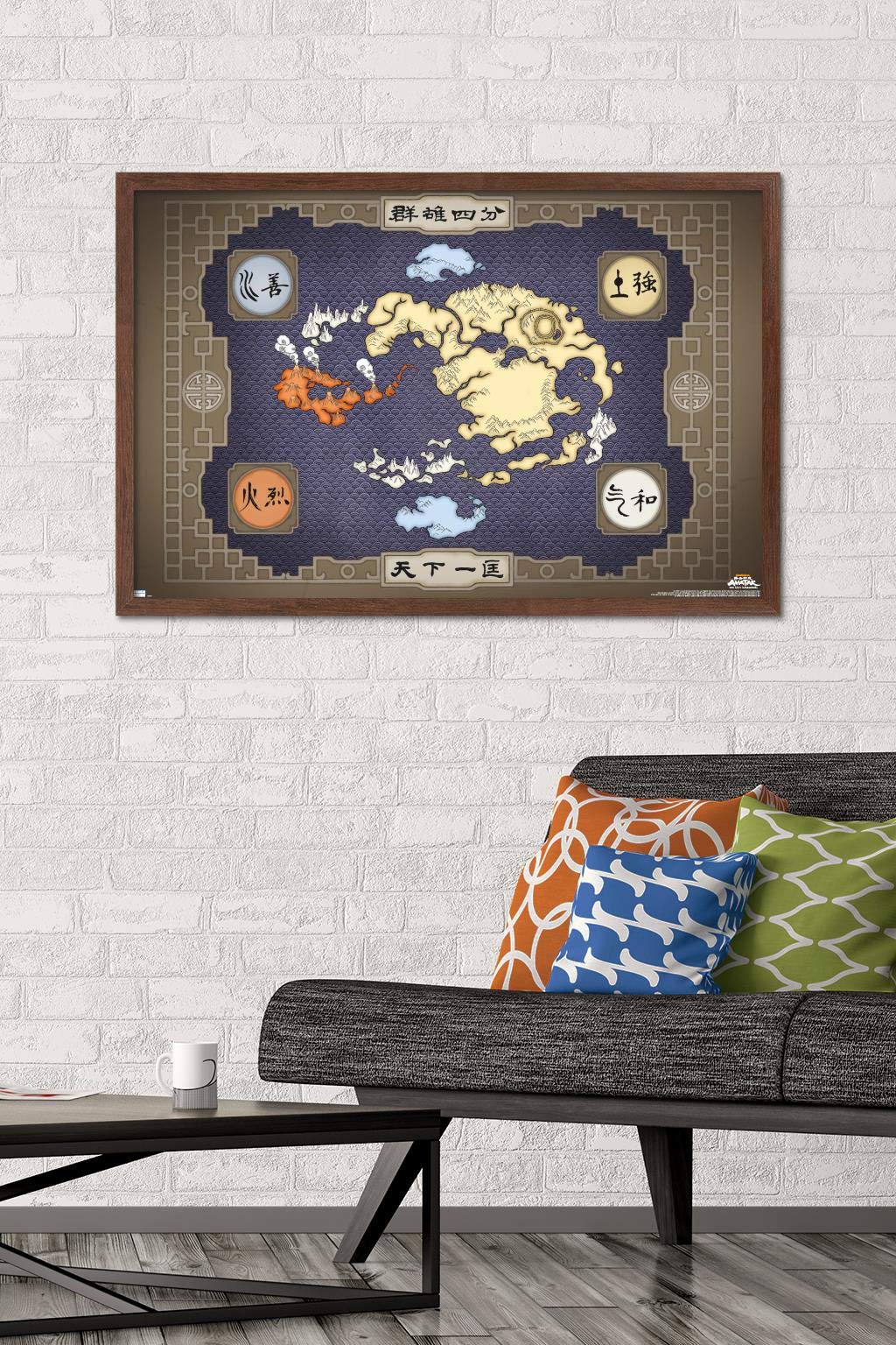 Trends International Nickelodeon Avatar: The Last Airbender - Map Wall Poster, 22.37'' X 34.00'', Mahogany Framed Version