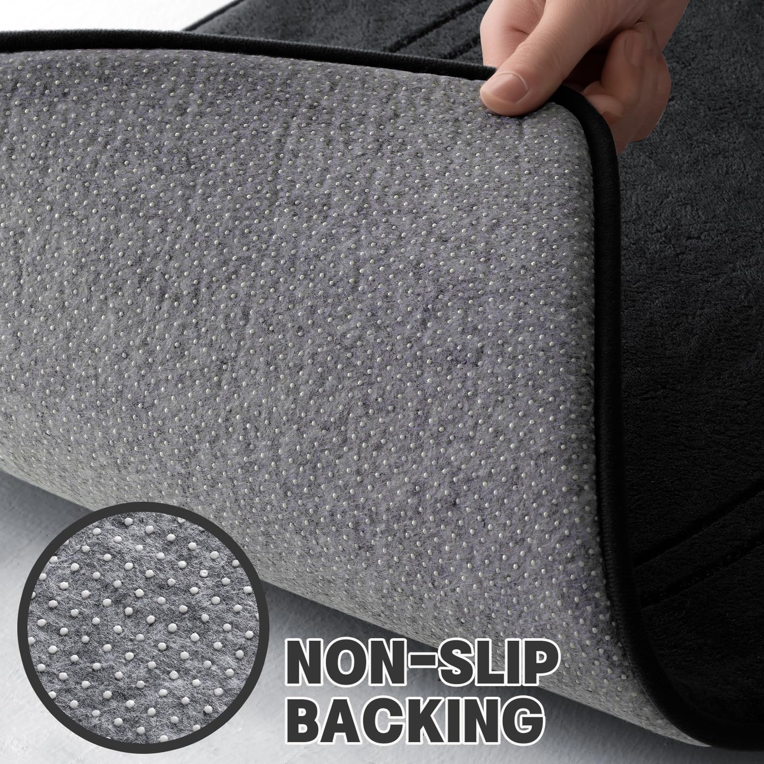 Yihouse Black Memory Foam Bathroom Rug Set 5 Piece, Absorbent Bathroom Mat Set, Non Slip Bath Mats For Bathroom, Washable & Dry