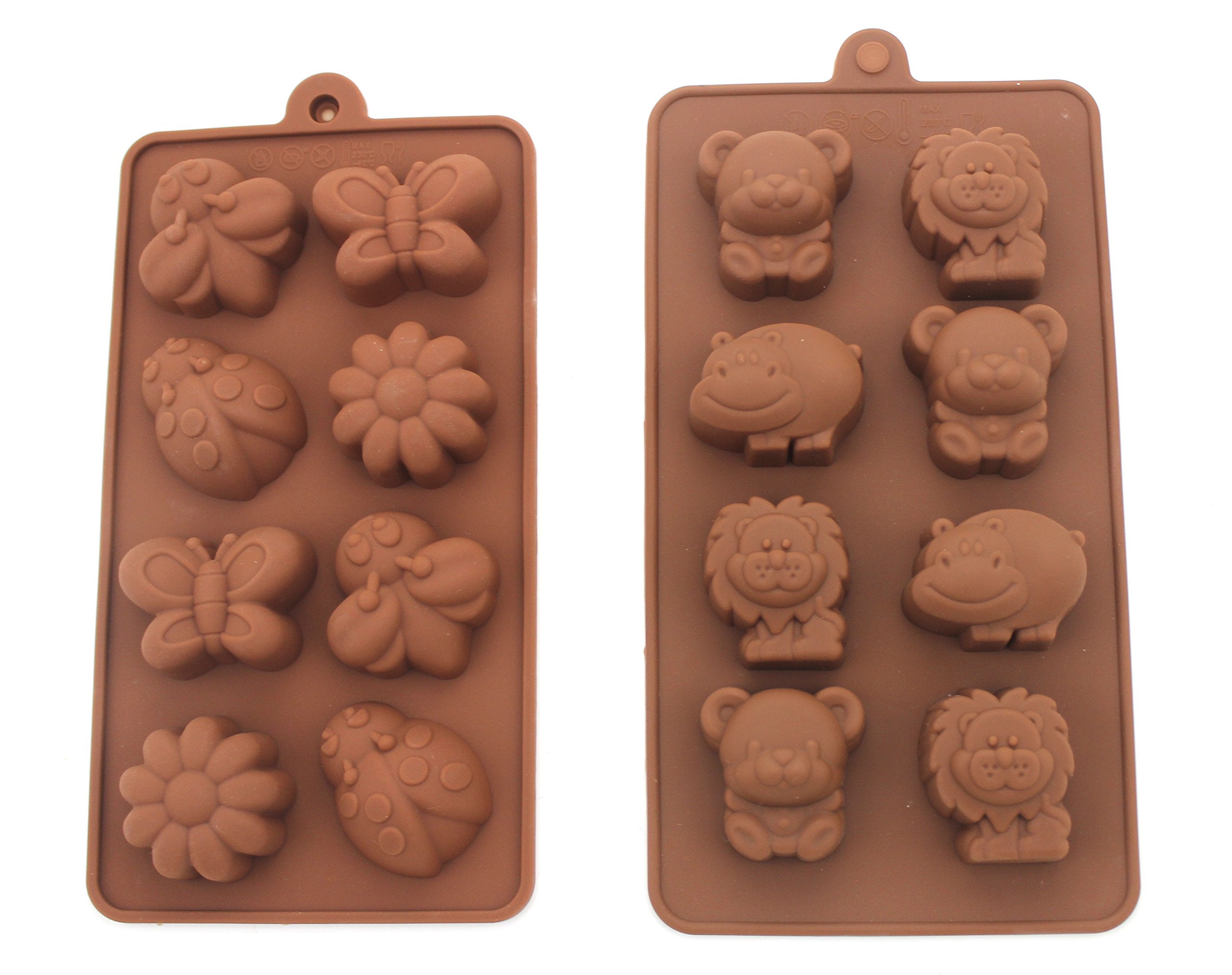 Non-Stick Candy Jelly Molds, Chocolate Molds, Soap Molds, Silicone Baking Molds - Forest Cute Theme Happy Bear, Lion, Hippo - Mo
