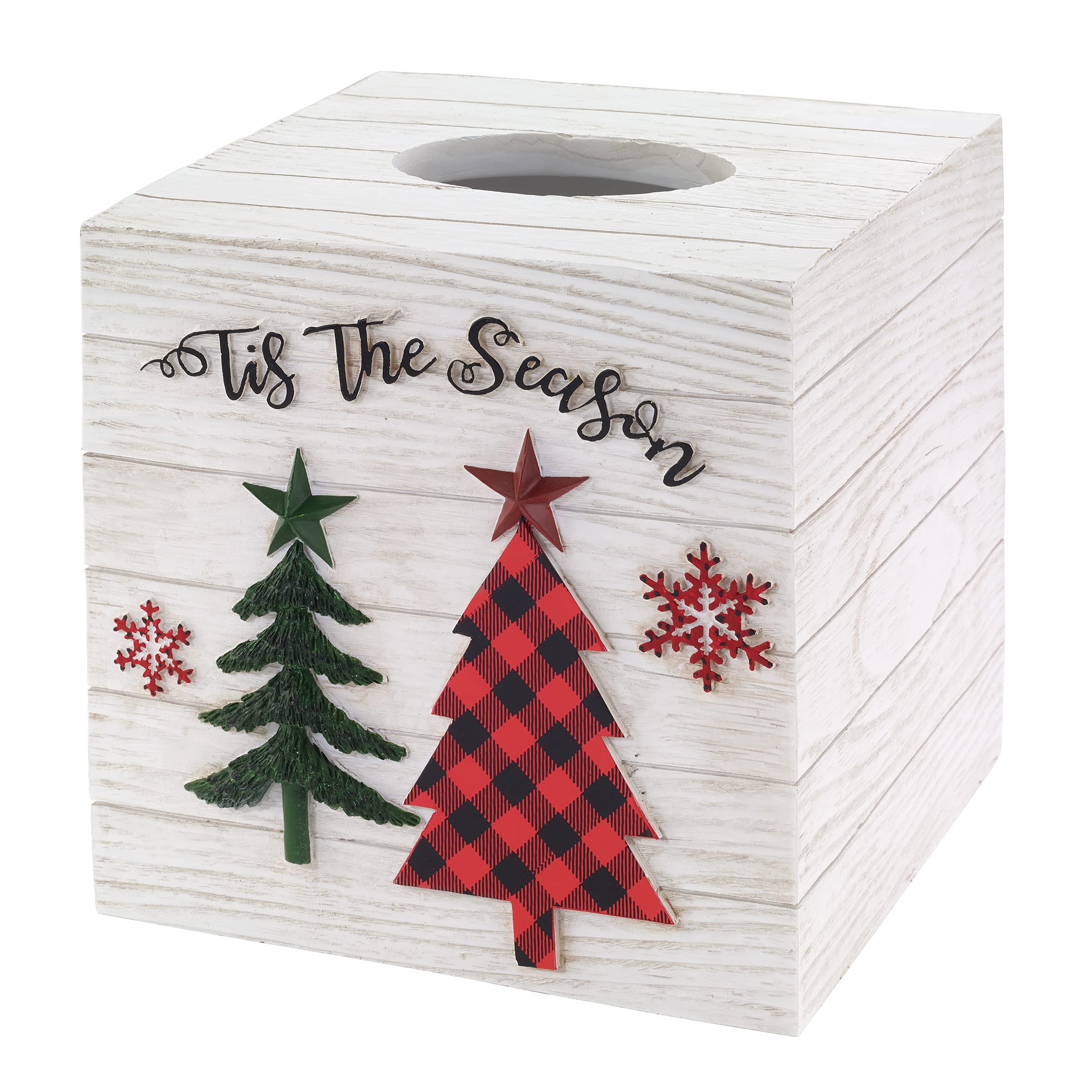 Avanti Linens - Tissue Box Cover, Resin Countertop Accessories, Christmas Decorations (Tis The Season Collection)