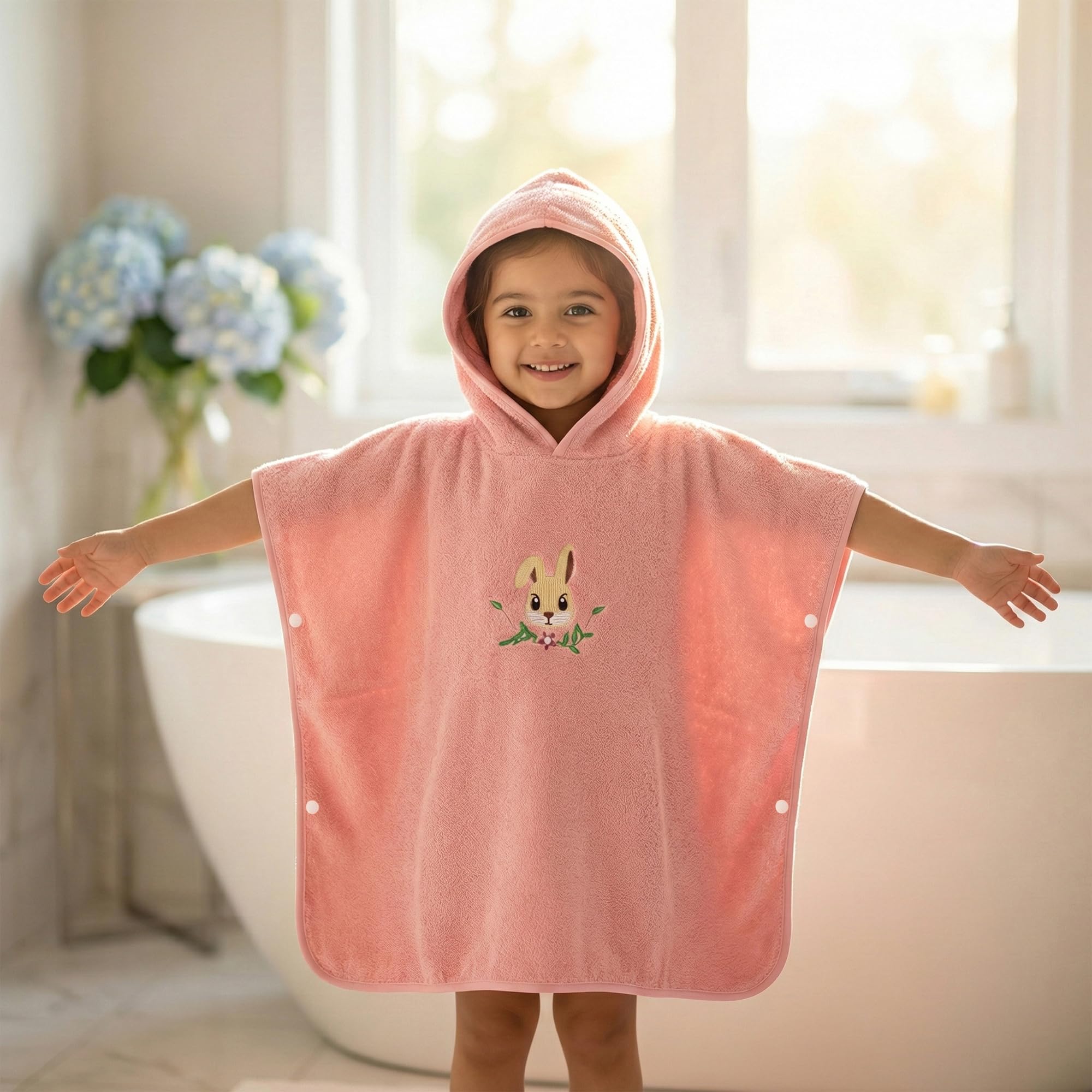 Story@Home Poncho Towel For Kids With Hood | Quick Dry Kids Towel | Soft Lightweight Baby Wrap For Beach 300 Gsm 120 X 60Cm Pool