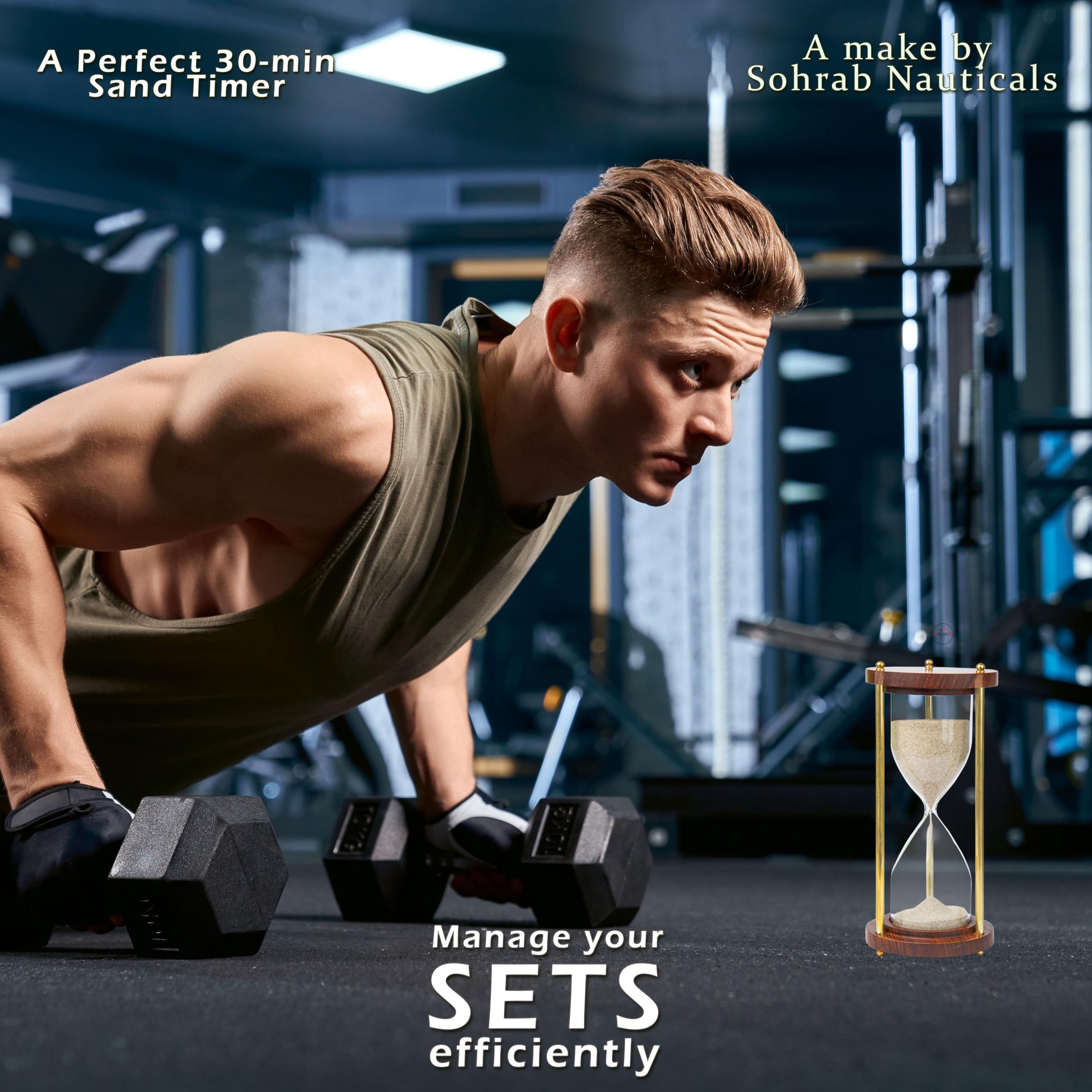 Sohrab Nauticals Hourglass 30 Minute Sand Timer Sand Glass Clock Timer With Natural Sand Sand Timer For Home & Kitchen Office Ta