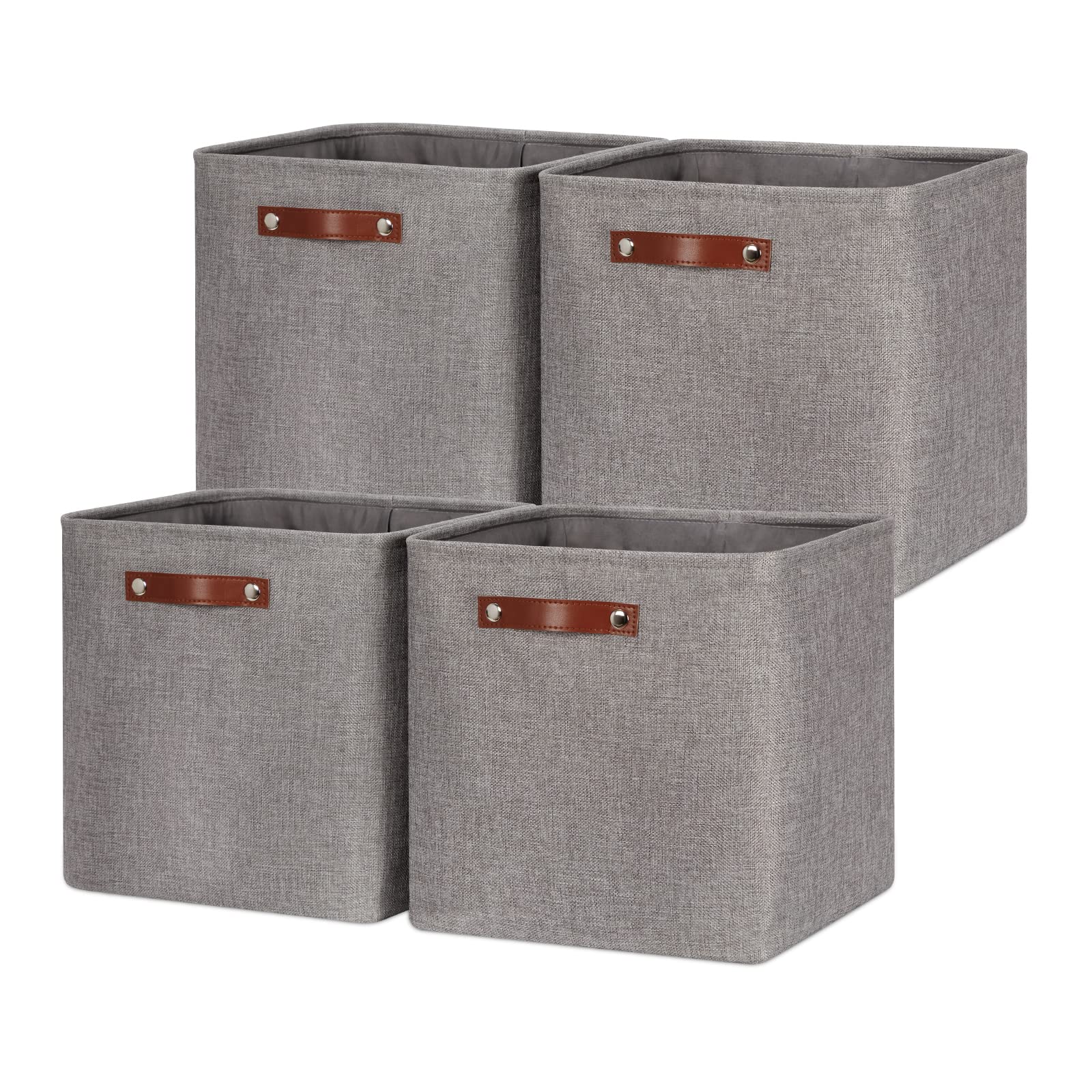 Hnzige Fabric Storage Cubes Baskets,Set Of 4,Foldable Storage Basket With Handles For Organizing,13 X 13 Cube Storage Organizer
