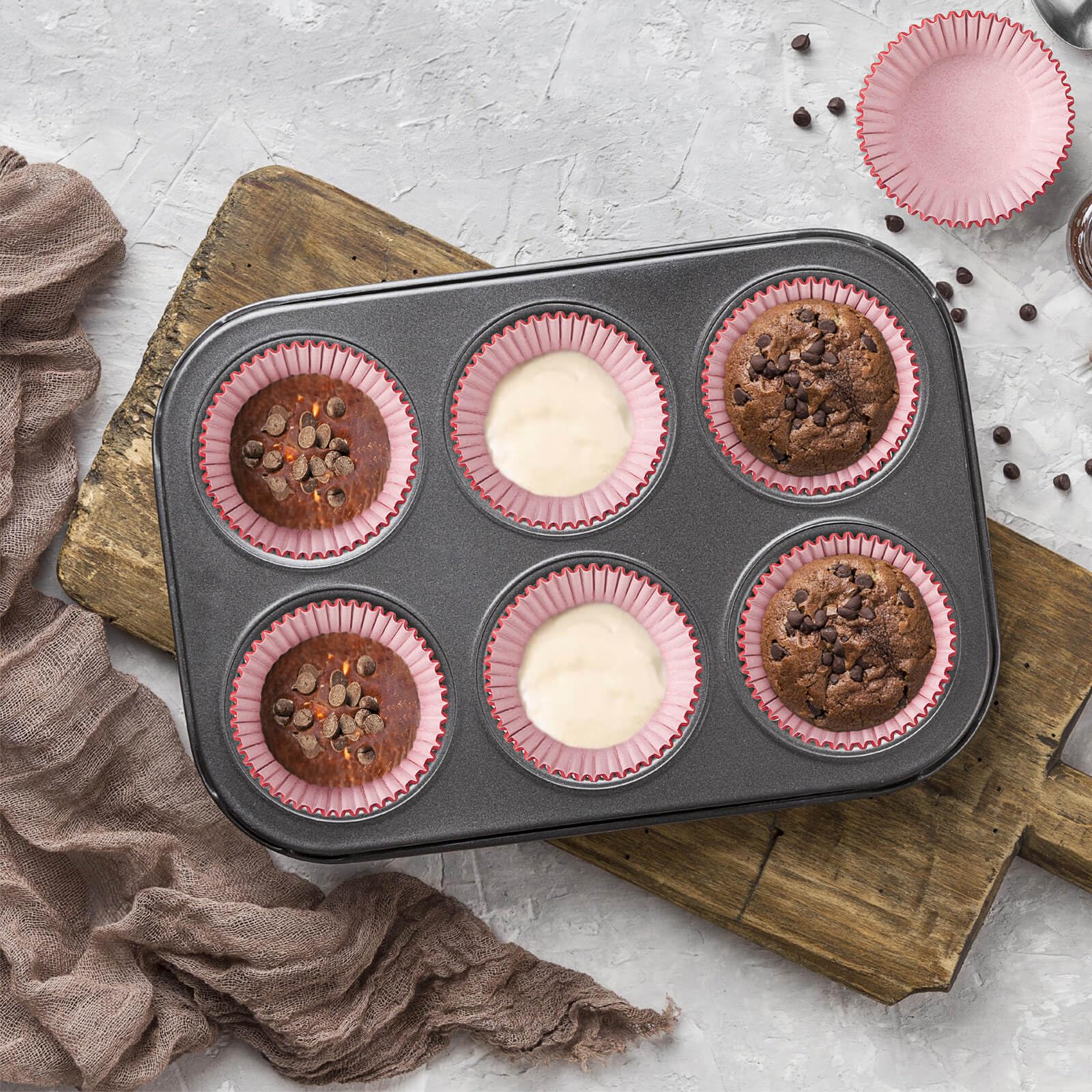 Xlloest Standard Red Baking Cups, Cupcake Liners Paper, Pack Of 200