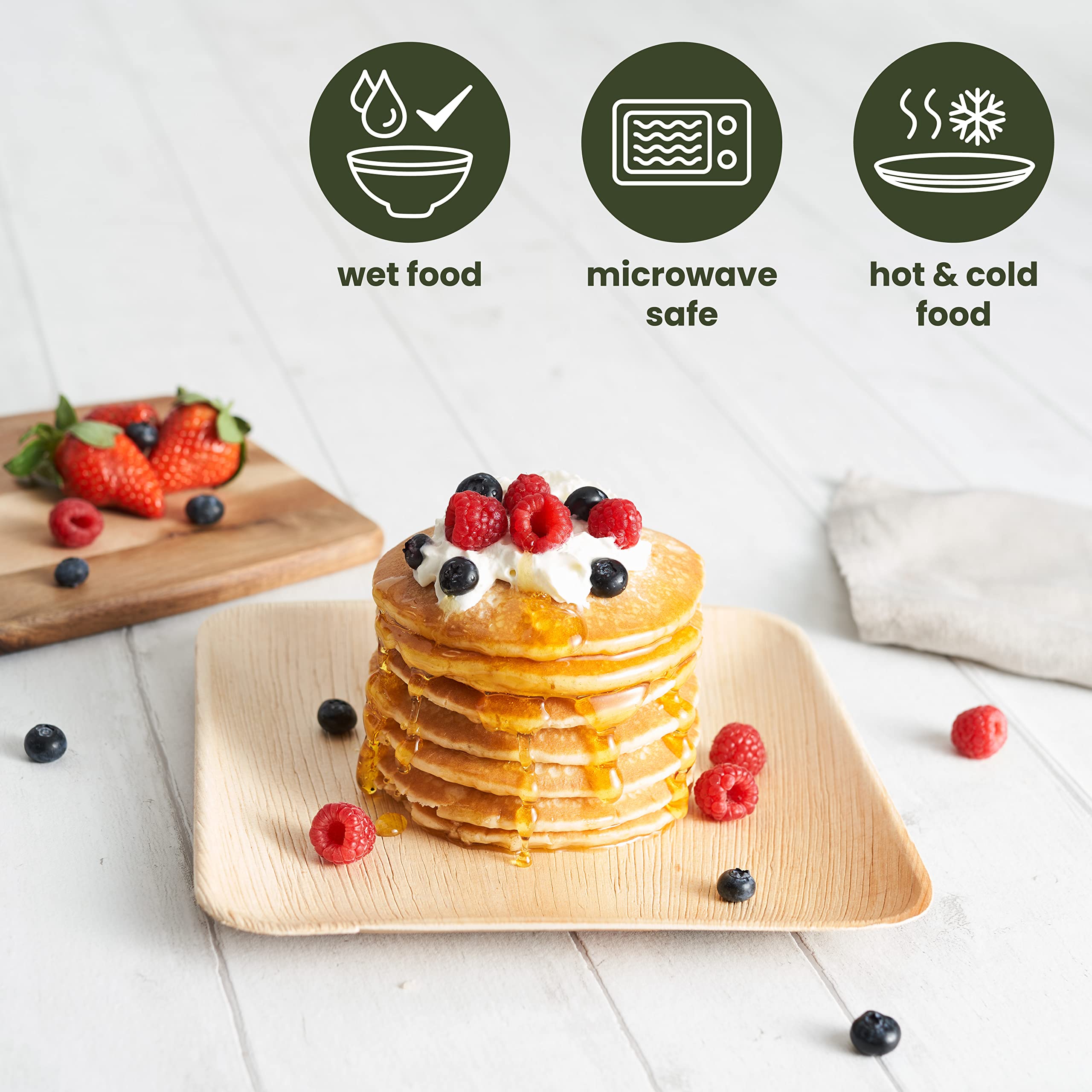 Haago Pack Palm Leaf Plates Biodegradable, Disposable, Eco-Friendly Picnic & Outdoor Tableware, Microwave Safe (10'' Square)