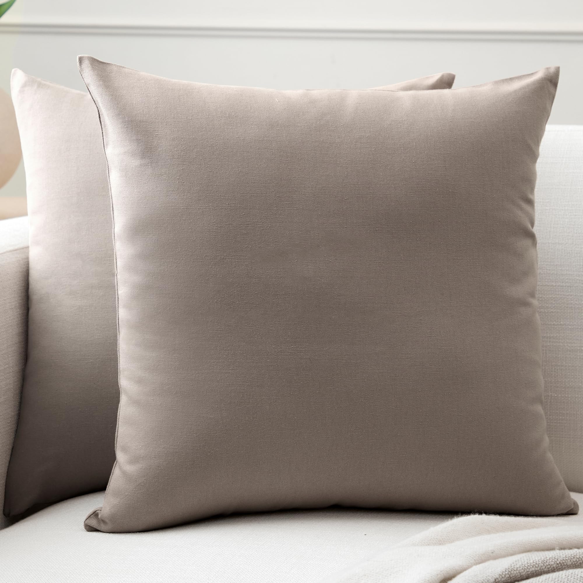 Encasa Xo Throw Pillow Covers 24X24 In Set Of 2 Beige | No Inserts | Cotton Pillow Covers For Living Room, Bed, Sofa, Couch | De
