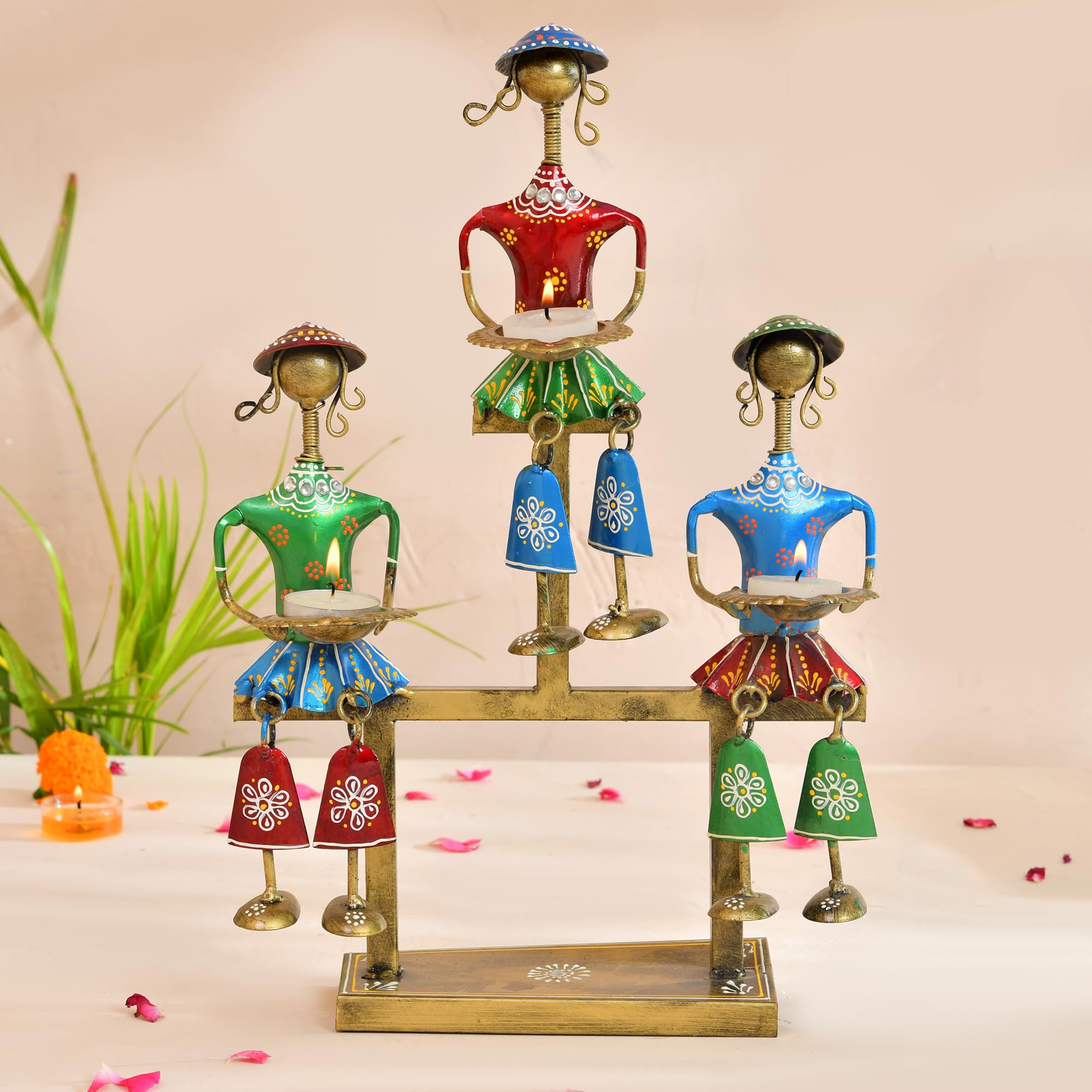 Craftvatika Rajasthani Decorative Items For Living Room Big Size Metal, Decoration Items For Office, Bedroom, Handpainted Rajast