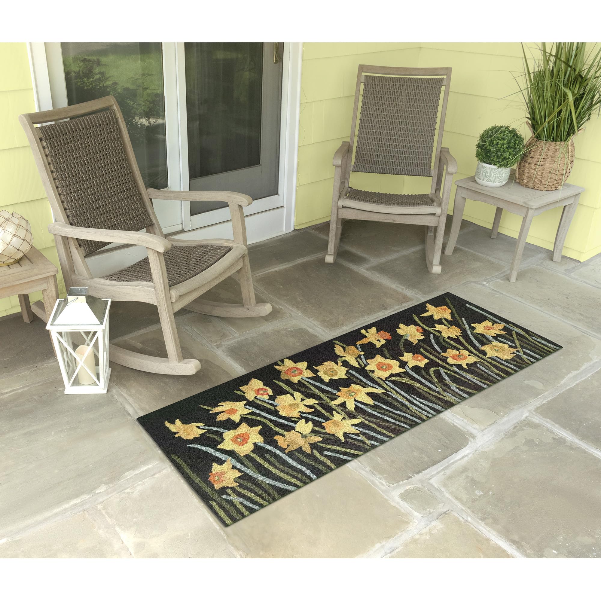 Liora Manne FRONTPORCH Indoor/Outdoor Hand Tufted Durable Area Rug - Transitional Botanical Floral Decorative (Daffodil Green) (
