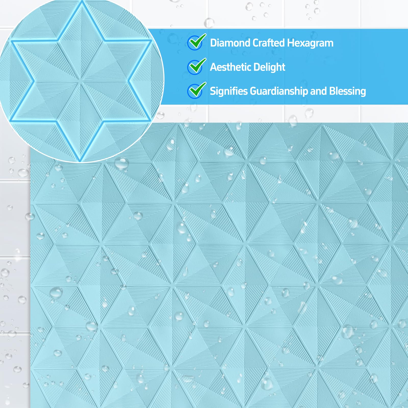 Wrisin Non Slip Bathtub Mat For Bath Tub Shower - Natural Rubber Mat With 241 Suction Cups - Soft Bathroom Safety Mat - Unique D