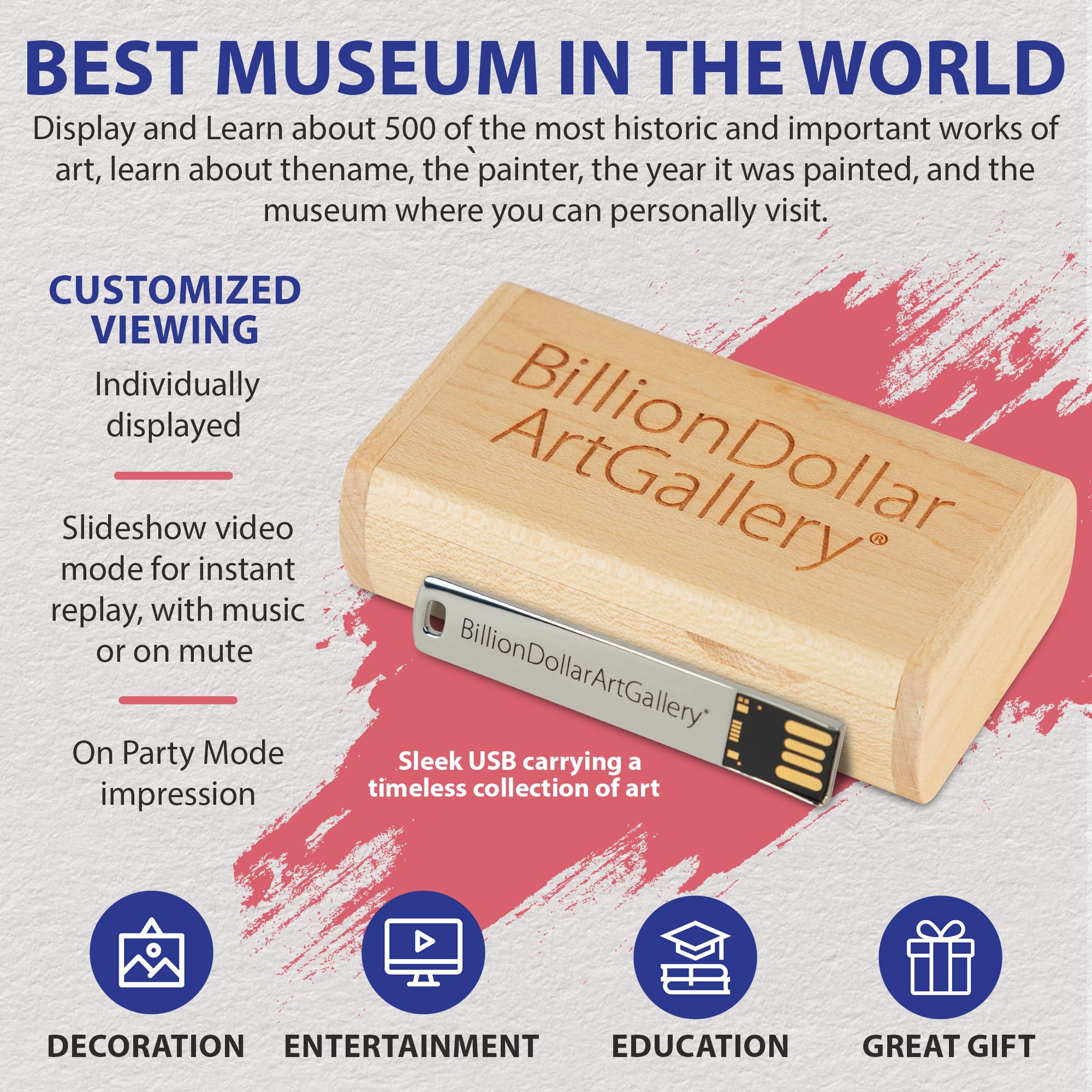 BillionDollarArtGallery?Transform Your TV Into Wall Art  Display 500 of The World's Most Iconic Paintings  Art TV  Unique Gift  Home D?or  Living Room Decor  Wall Art