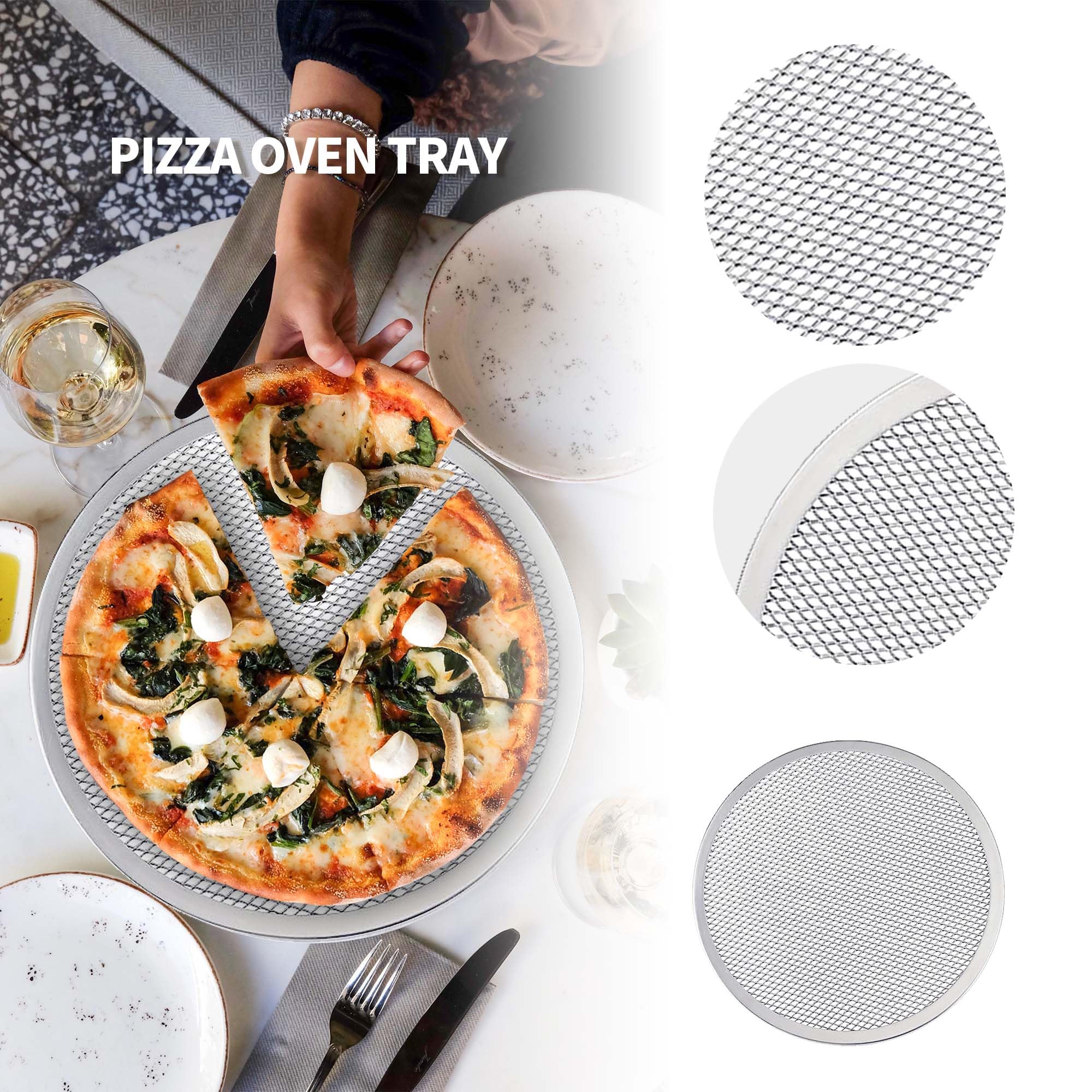 Yeuikerr 2 Pack 12 Inch Pizza Screen Non-Stick Bakeware Baking Screen, Aluminum Pizza Pan With Holes Pizza Mesh, Seamless