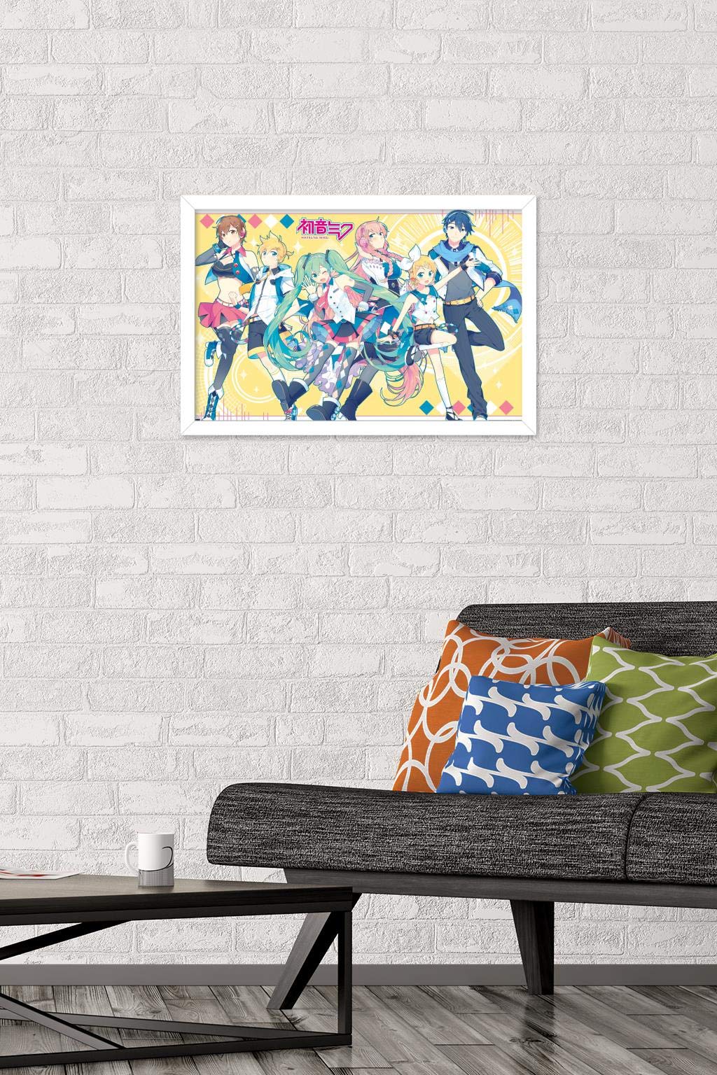 Trends International Hatsune Miku-Yellow Group Wall Poster, 14.725'' X 22.375'', White Framed Version