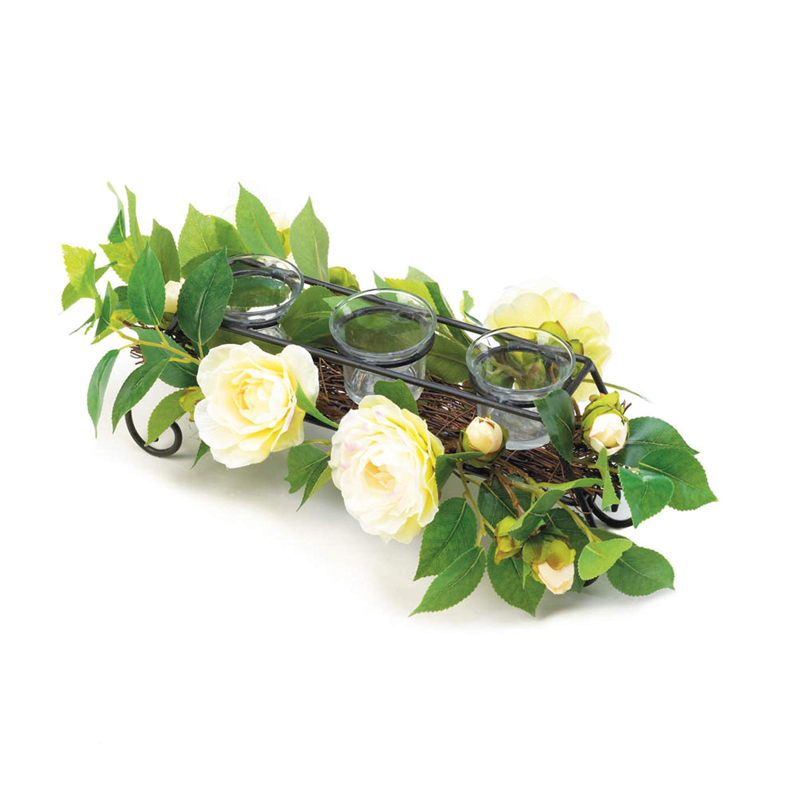Accent Plus White Faux Floral Candleholder