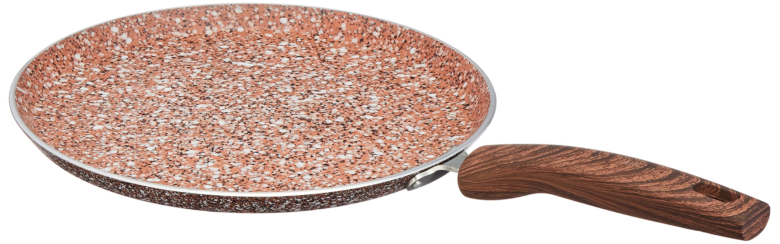 Amazon Basics Stainless Steel Non-Stick Dosa Tawa | Granite Finish | Induction Base | 28 Cm | Rust Red