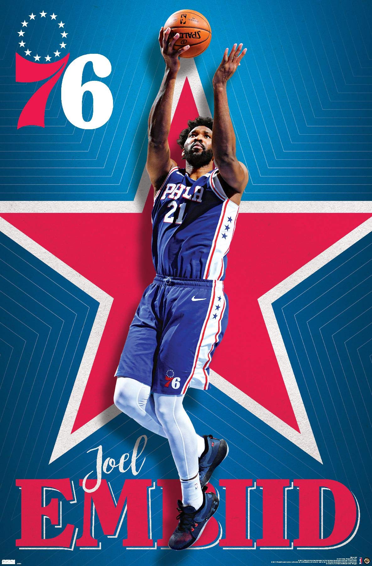 Trends International Nba Philadelphia 76Ers - Joel Embiid 20 Wall Poster, 22.37'' X 34.00'', Premium Unframed Version