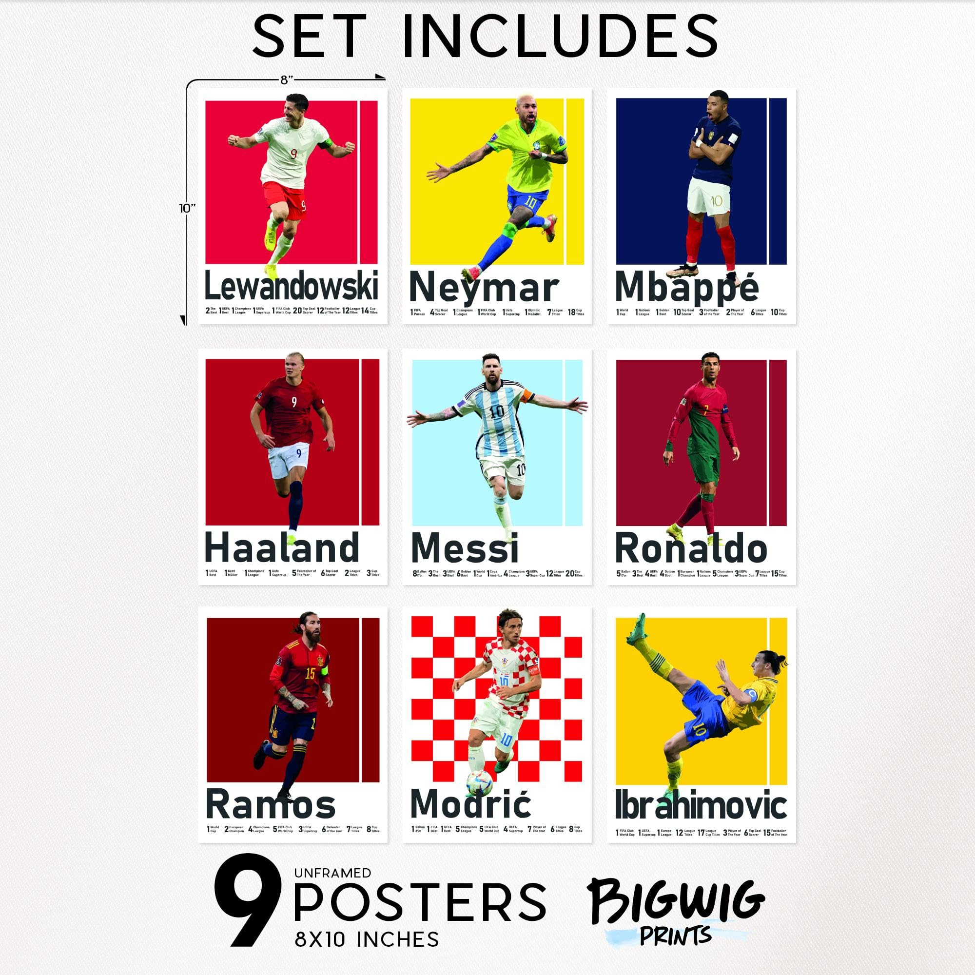 Bigwig Prints Soccer Posters - Soccer Bedroom Decor For Boys, Messi Soccer Poster, Soccer Room Decor For Boys, Ronaldo And Messi