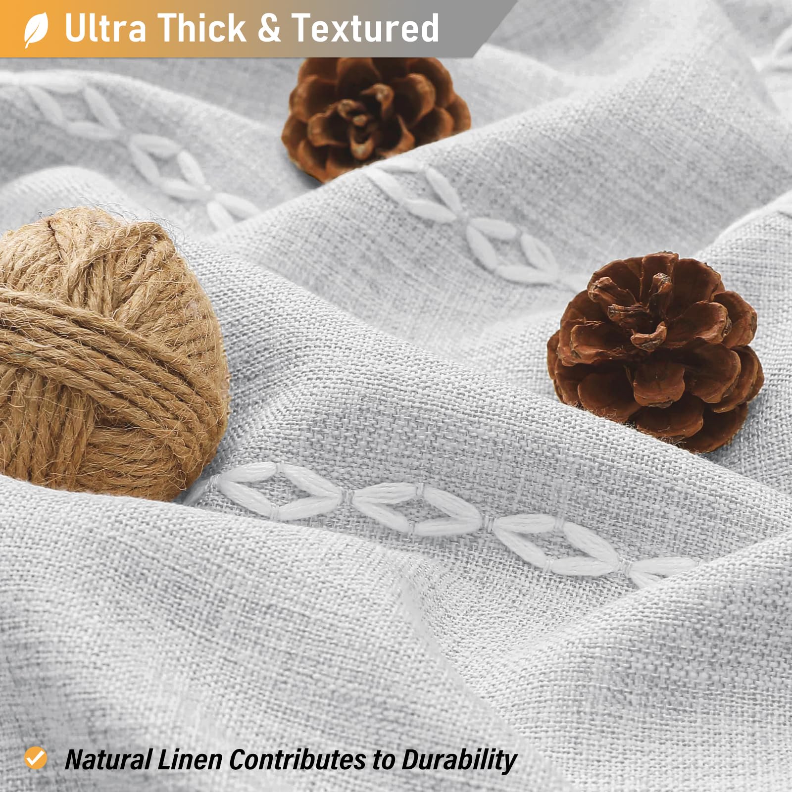 Bttn Gray Boho Farmhouse Shower Curtain, Linen Rustic Weighted Striped Fabric Shower Curtain Set With Tassel, Water Repellent, B