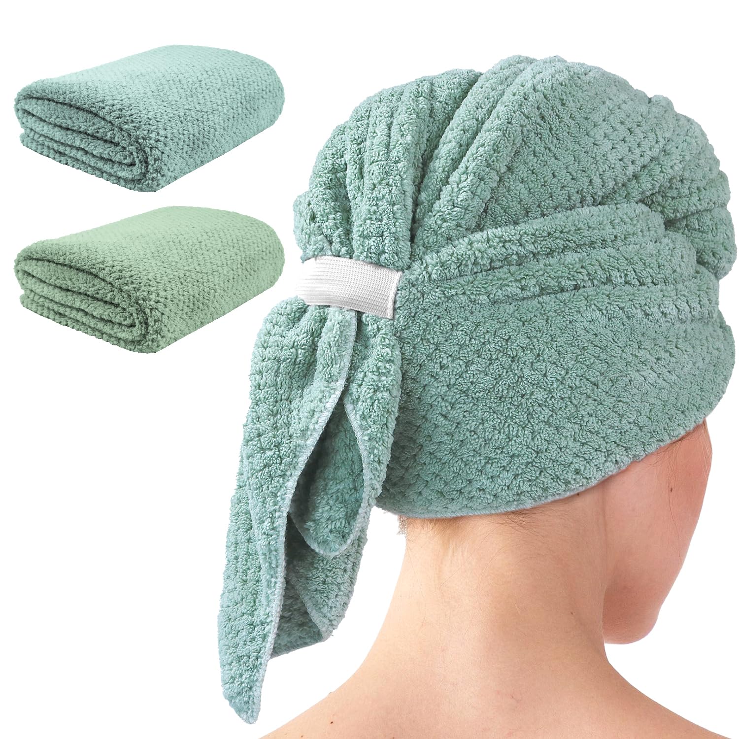 my novel things 2 Pack Extra Large Microfiber Hair Towel, 37.4'' x 26.4'' Hair Towel wrap for Women, Super Absorbent & Quick Dry