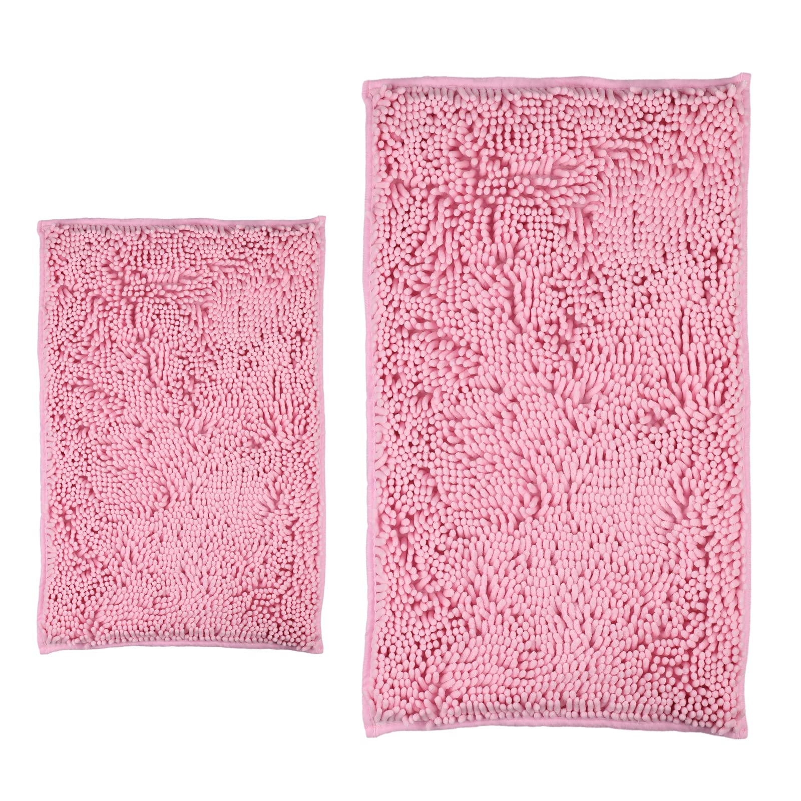 Non-Slip 2-Piece Bathroom Carpet, Super Absorbent Luxury Shaggy Chenille Bath Mats, Durable Soft Bath Rugs Non Slip Washable For