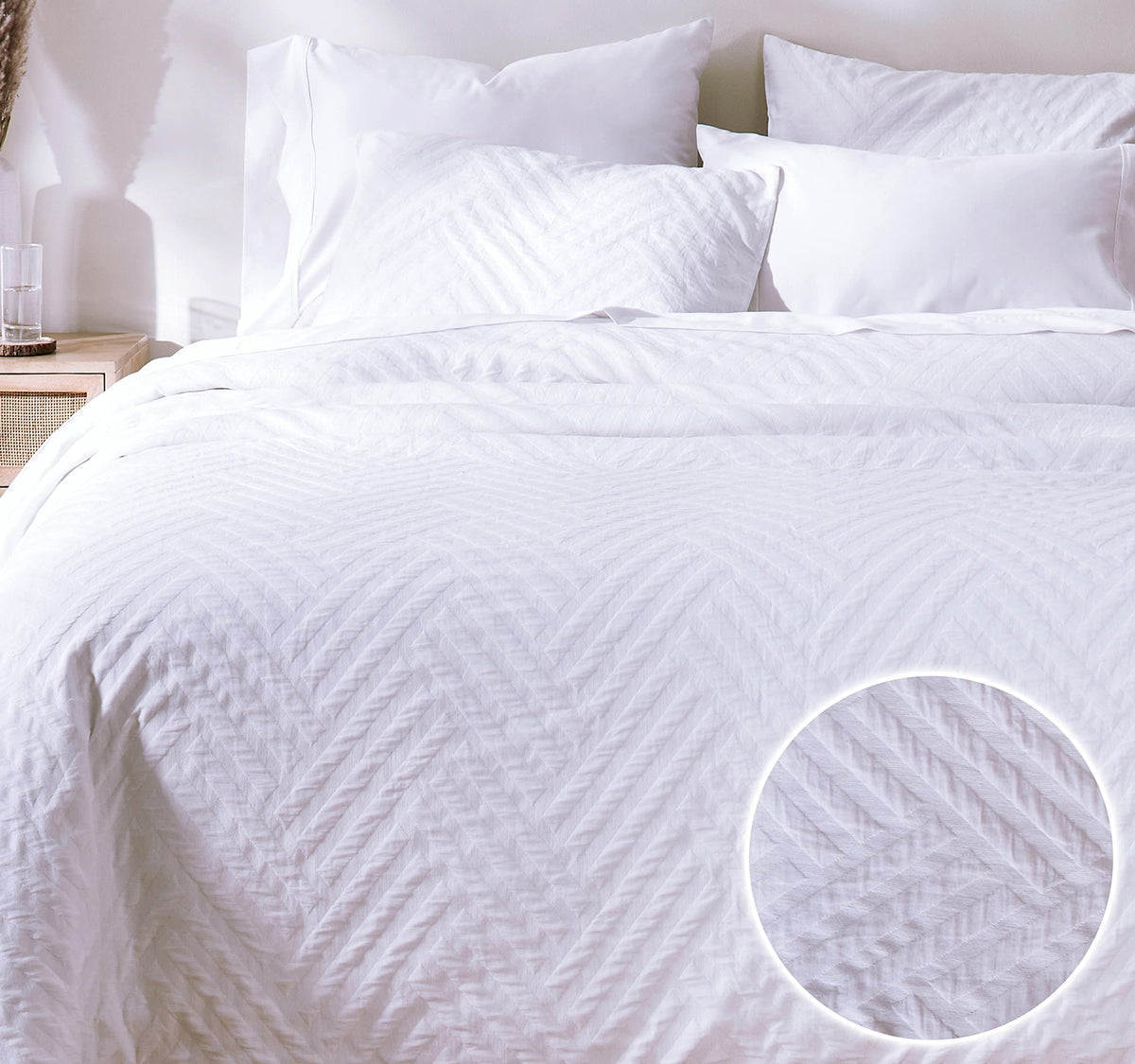 California Design Den Oversized King Duvet Cover, 100 Cotton, 3 Piece Set With Pillow Shams Soft Textured White Duvet Cover, 120