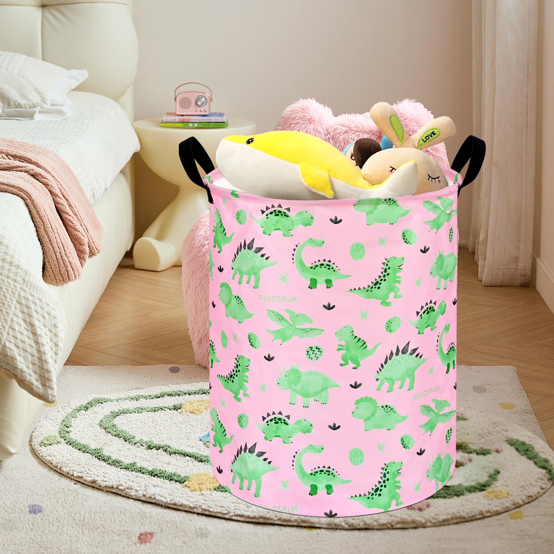 Maizmz Baby Storage Basket Girls Room Decor Laundry Basket Kids Hamper Nursery Bins Gifts Toys Organizer Collapsible Canvas For