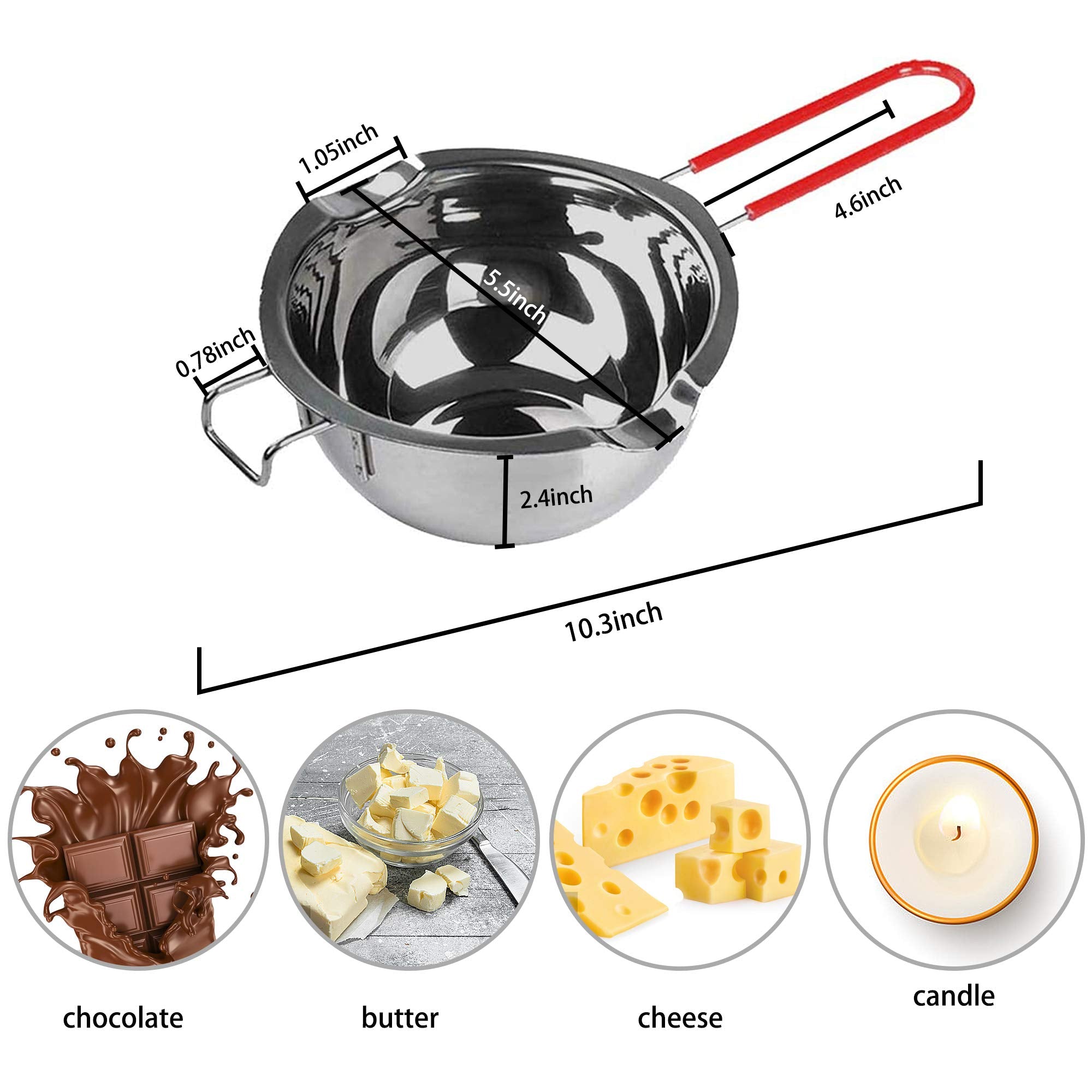 Stainless Steel Double Boiler Melting Pot With Heat Resistant Handle, Large Capacity Chocolate Melting Pot For Butter Candy Butt