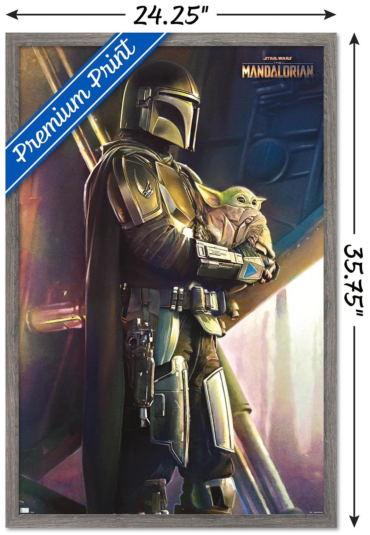 Trends International Star Wars: The Mandalorian - Held Wall Poster, 22.375'' X 34'', Barnwood Framed Version