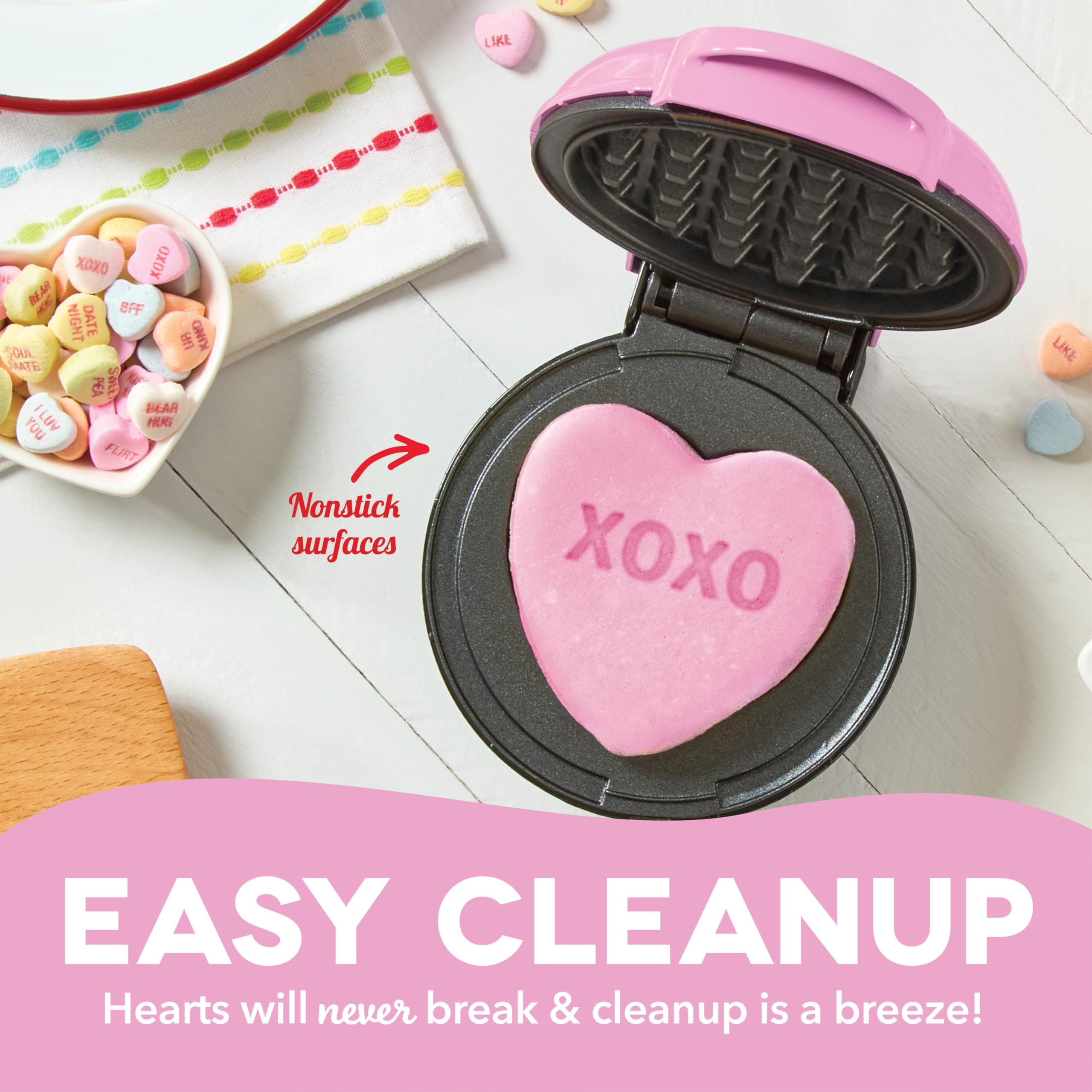 Dash X Sweethearts Mini Waffle Maker - 4    Waffle, Heart Shaped Waffle, Nonstick Waffle Iron With Quick Heat-Up, Perfect Mini W
